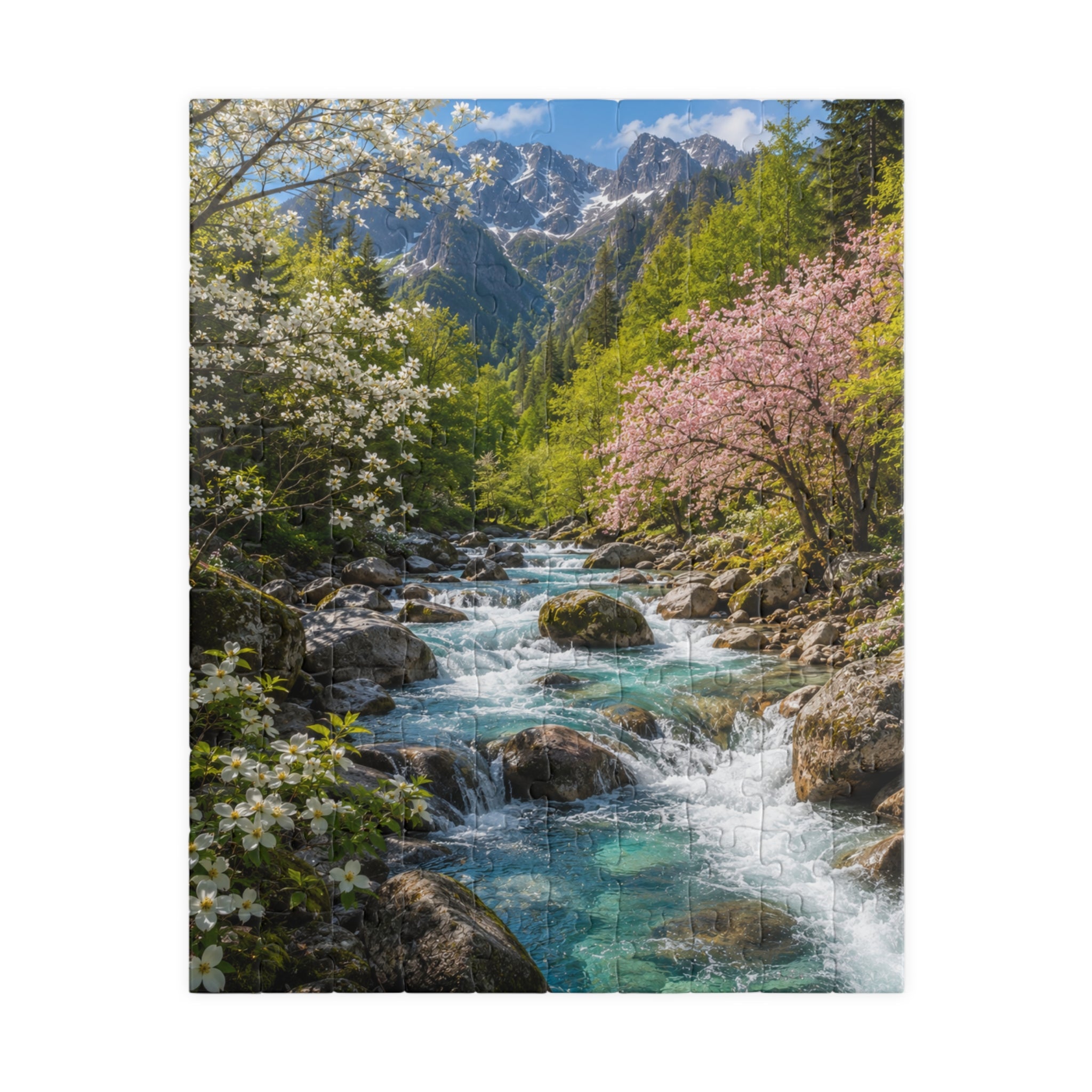 Mountain Spring River Puzzle — Scenic Nature Jigsaw (110/252/520/1014 pcs)