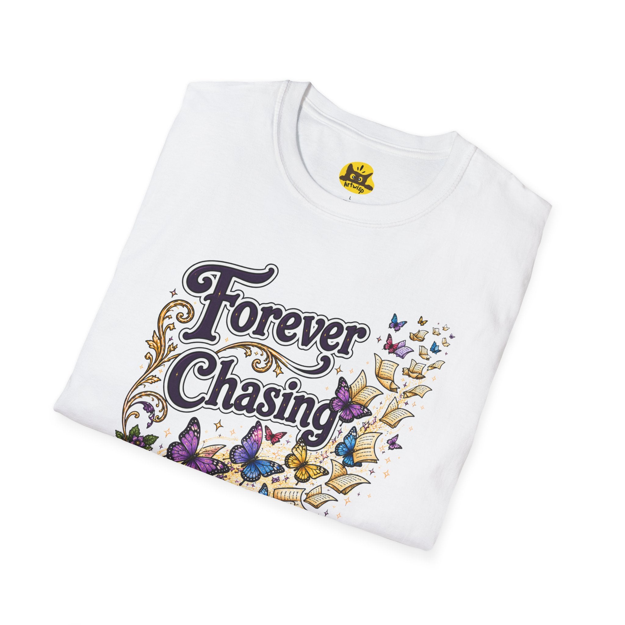 T-Shirt — "Forever Chasing Stories" Book Lover Graphic Tee