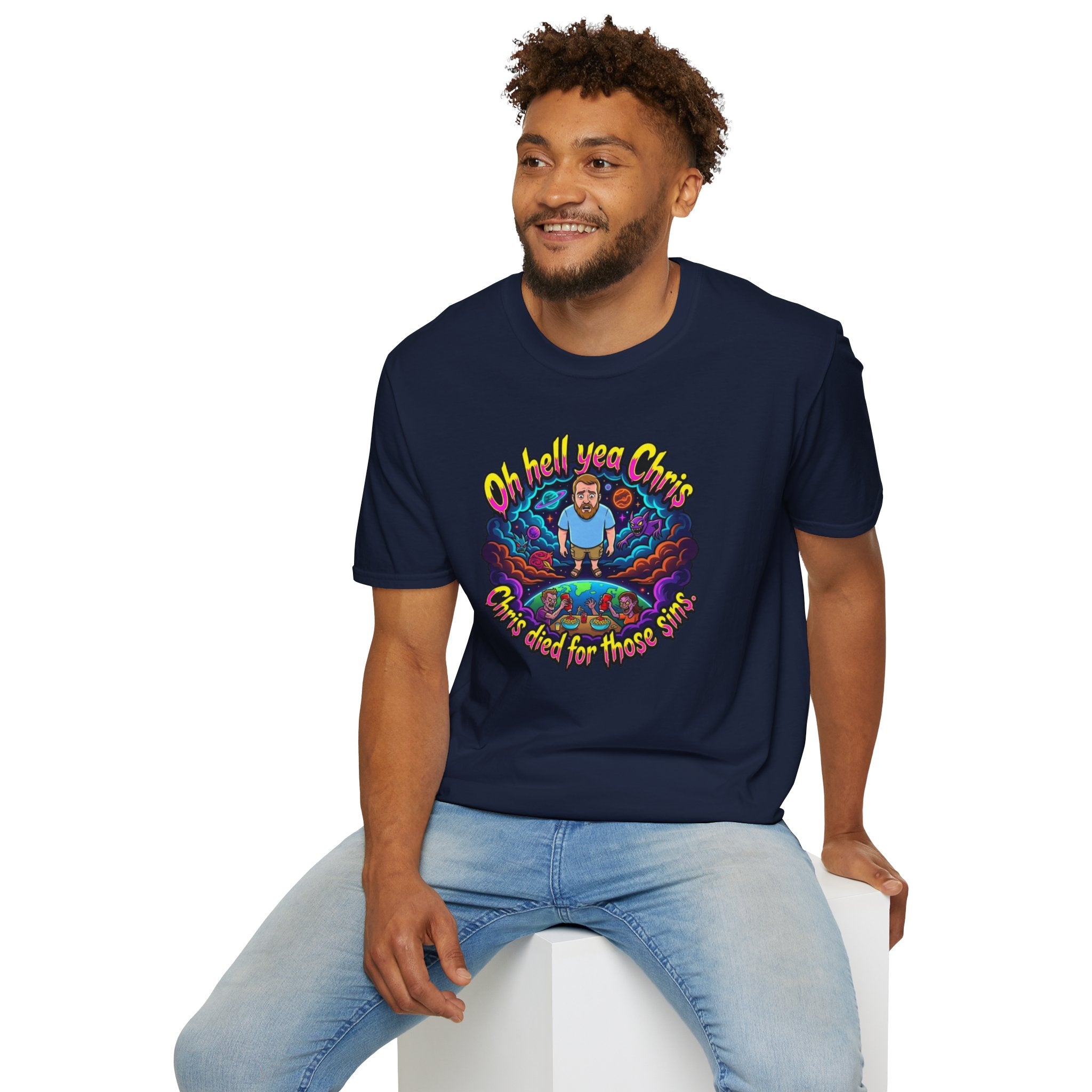 T‑Shirt — “Oh Hell Yea Chris” Retro Psychedelic Graphic Tee