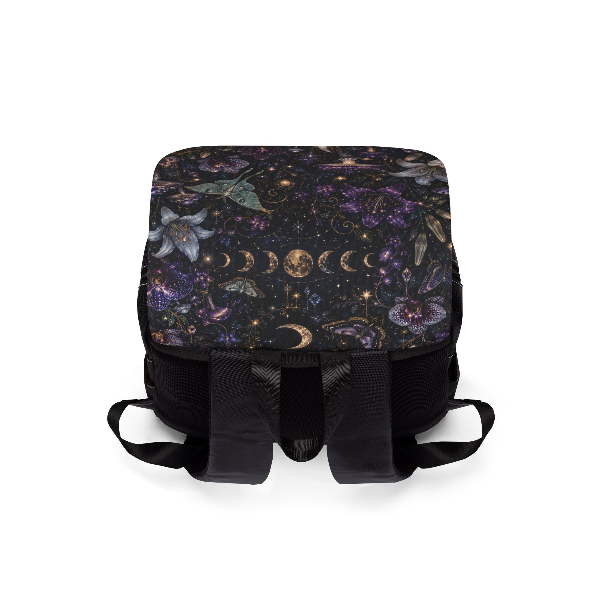 Mystic Night Moth Shoulder Backpack — Floral Moonlight Casual Shoulder Bag