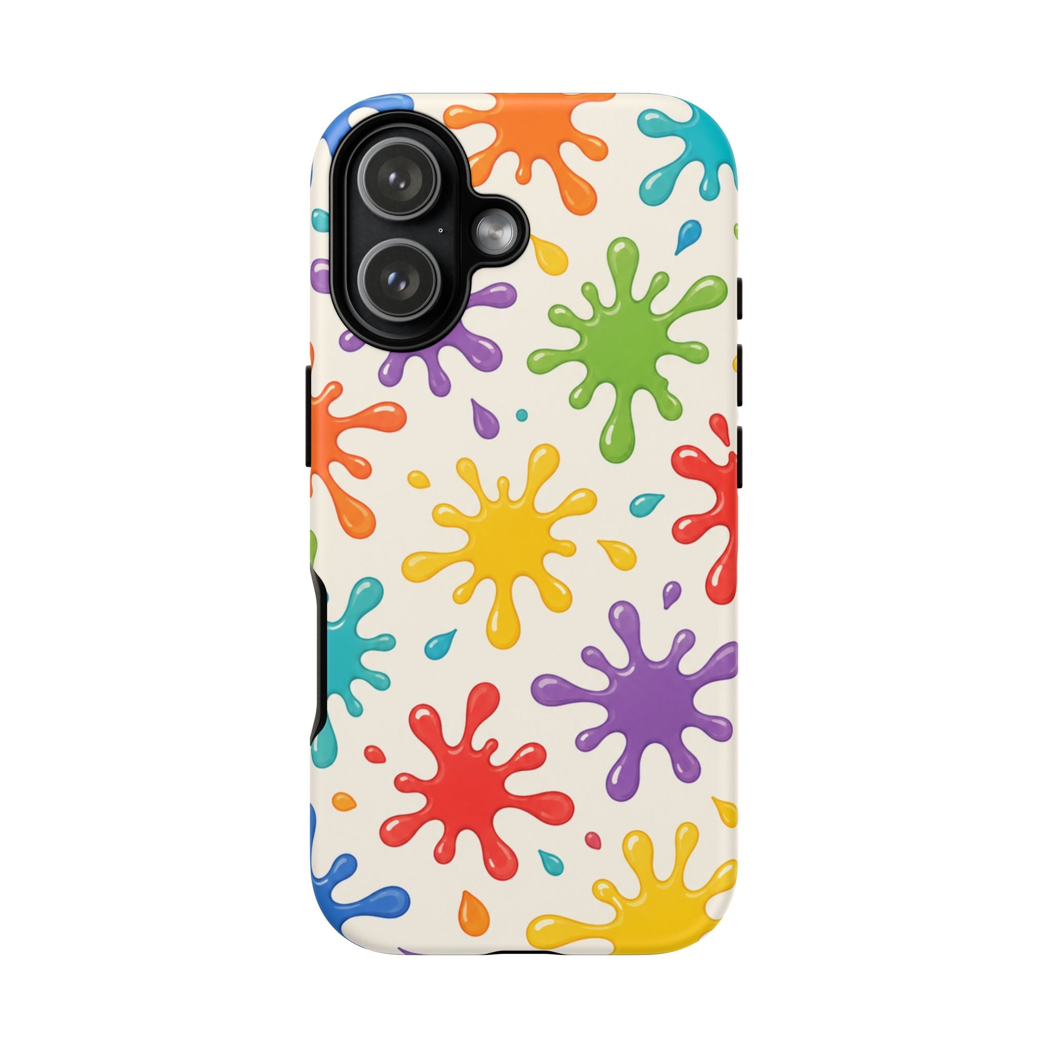Colorful Paint Splat Phone Case — Protective Tough Case with Bright Rainbow Splatter Design