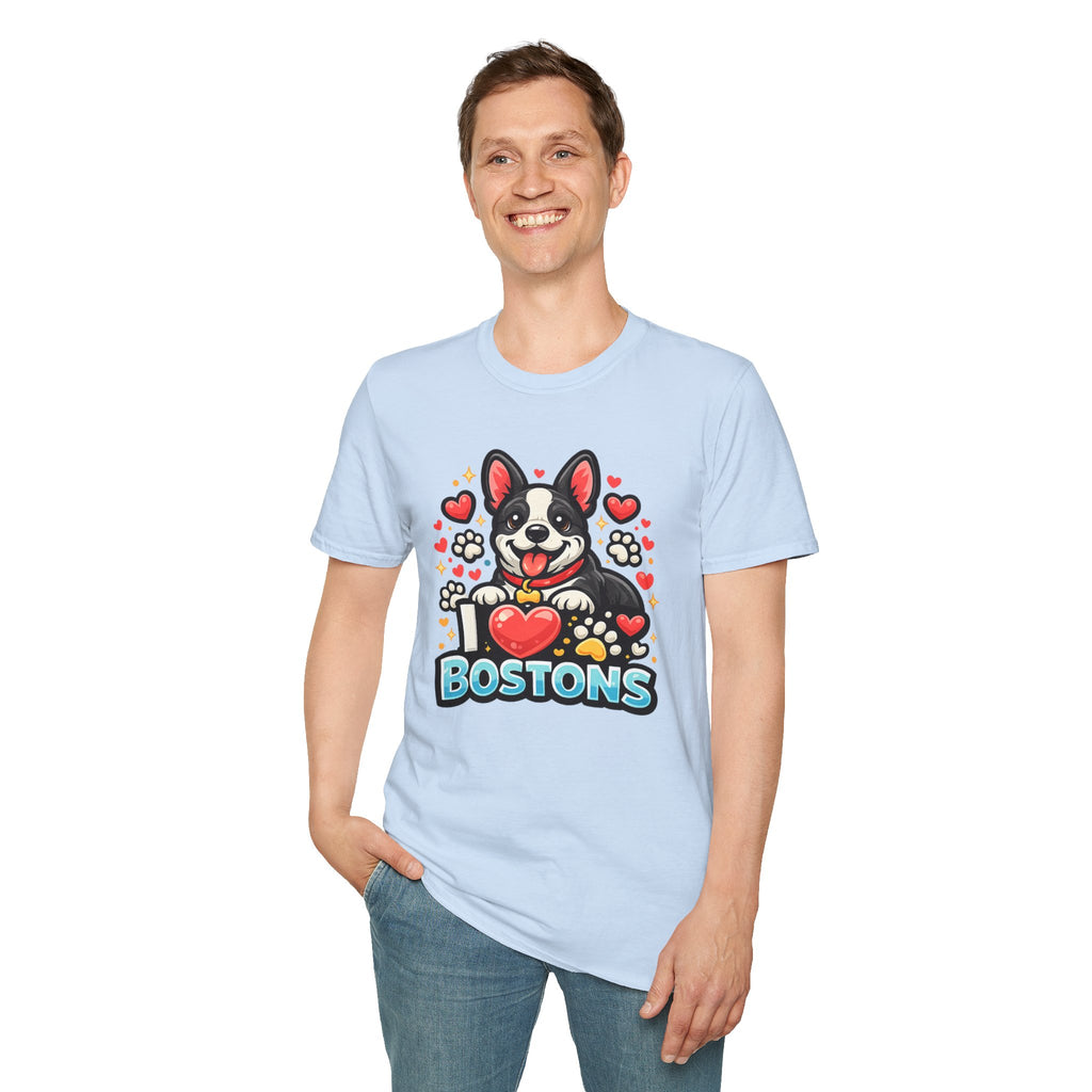 Boston Terrier T-Shirt — Cute "I ♥ Bostons" Dog Lover Tee