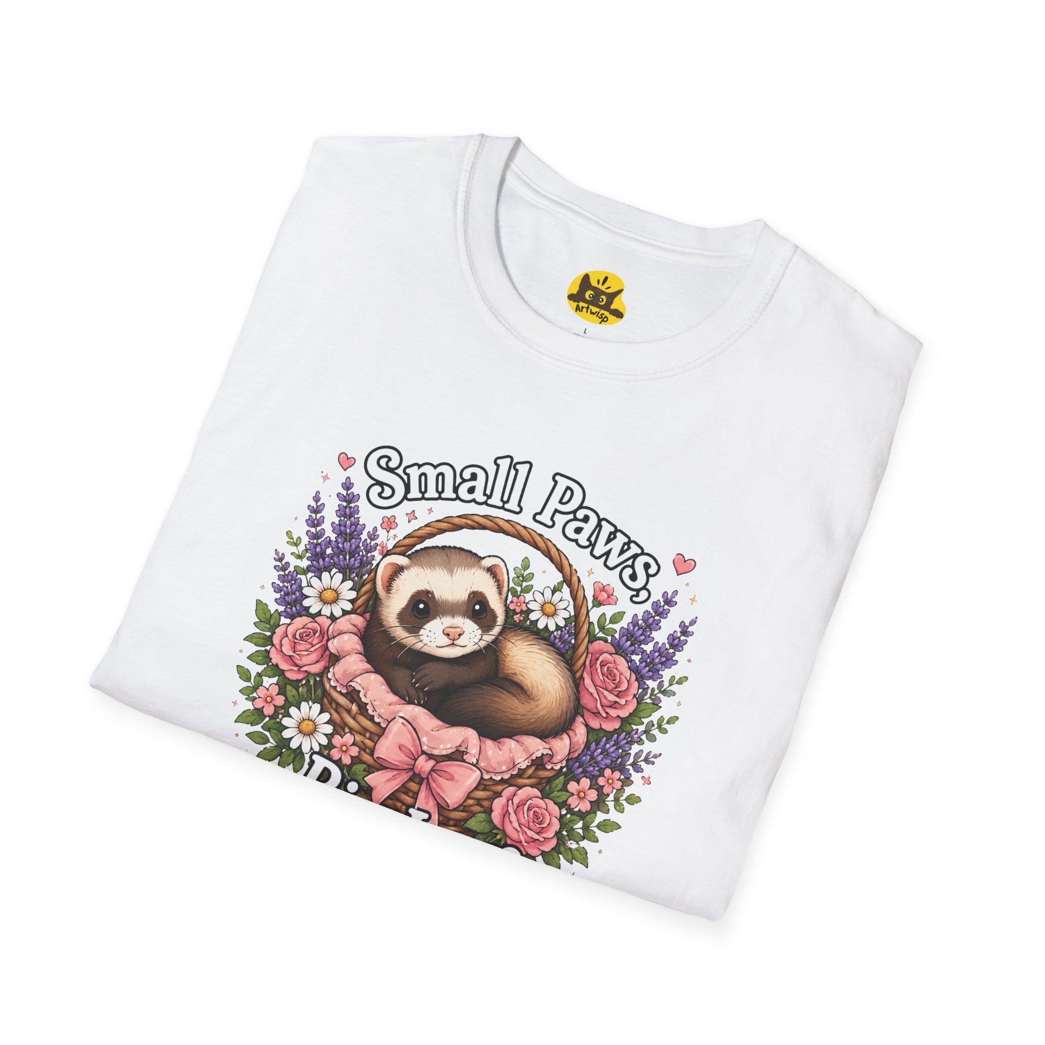Small Paws Big Love T-Shirt — Cute Ferret Floral Tee