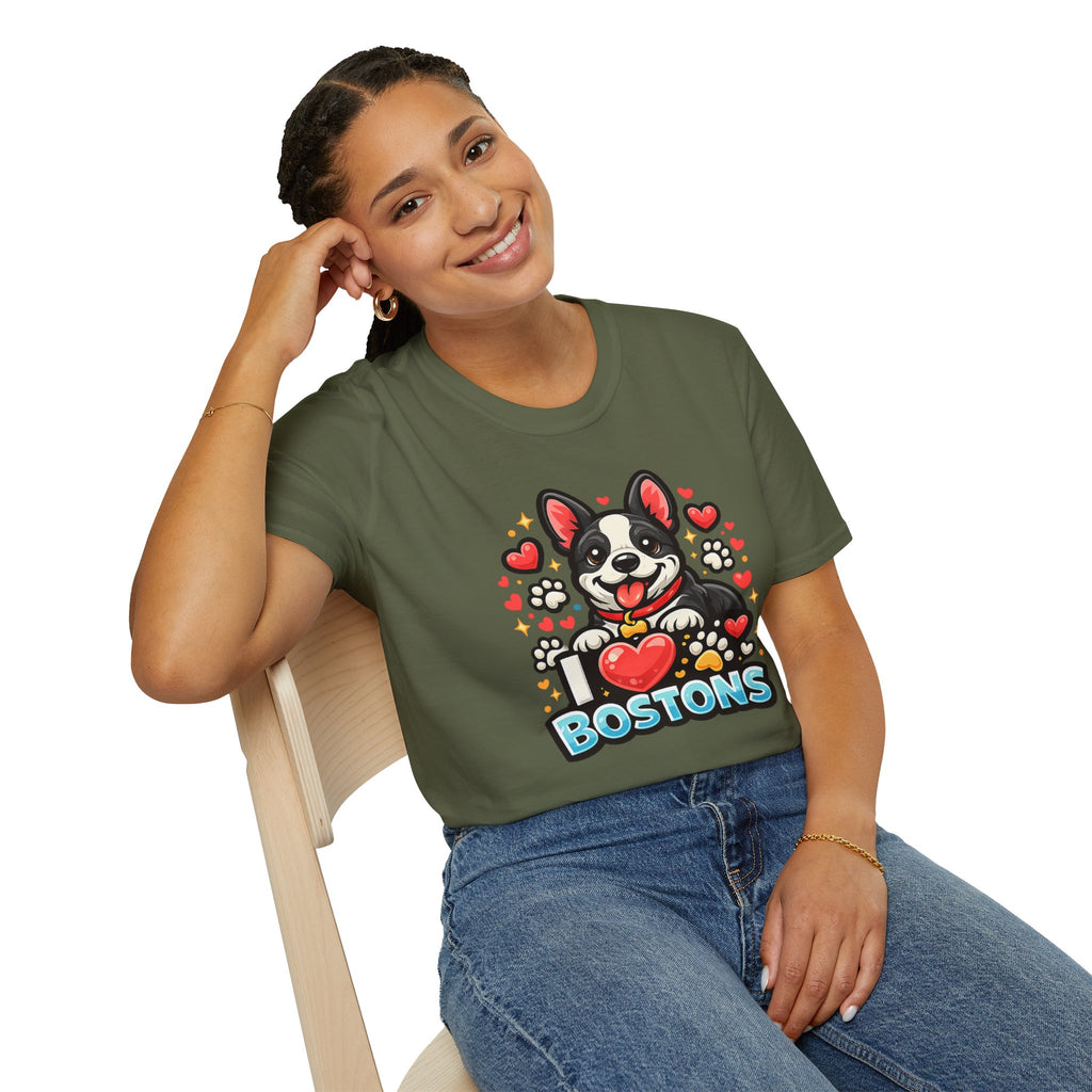 Boston Terrier T-Shirt — Cute "I ♥ Bostons" Dog Lover Tee