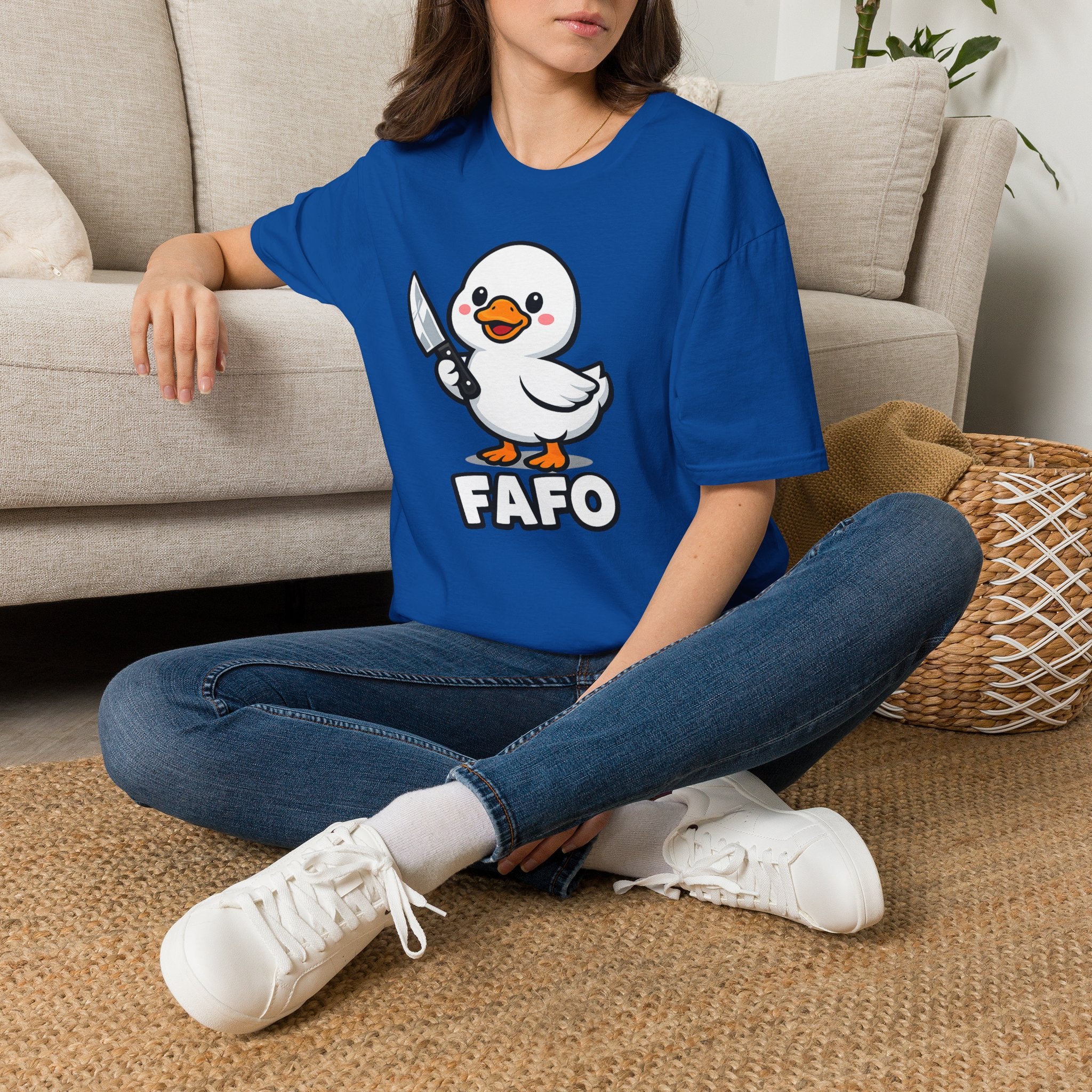 Duck with Knife T-Shirt – Cute FAFO Graphic Tee