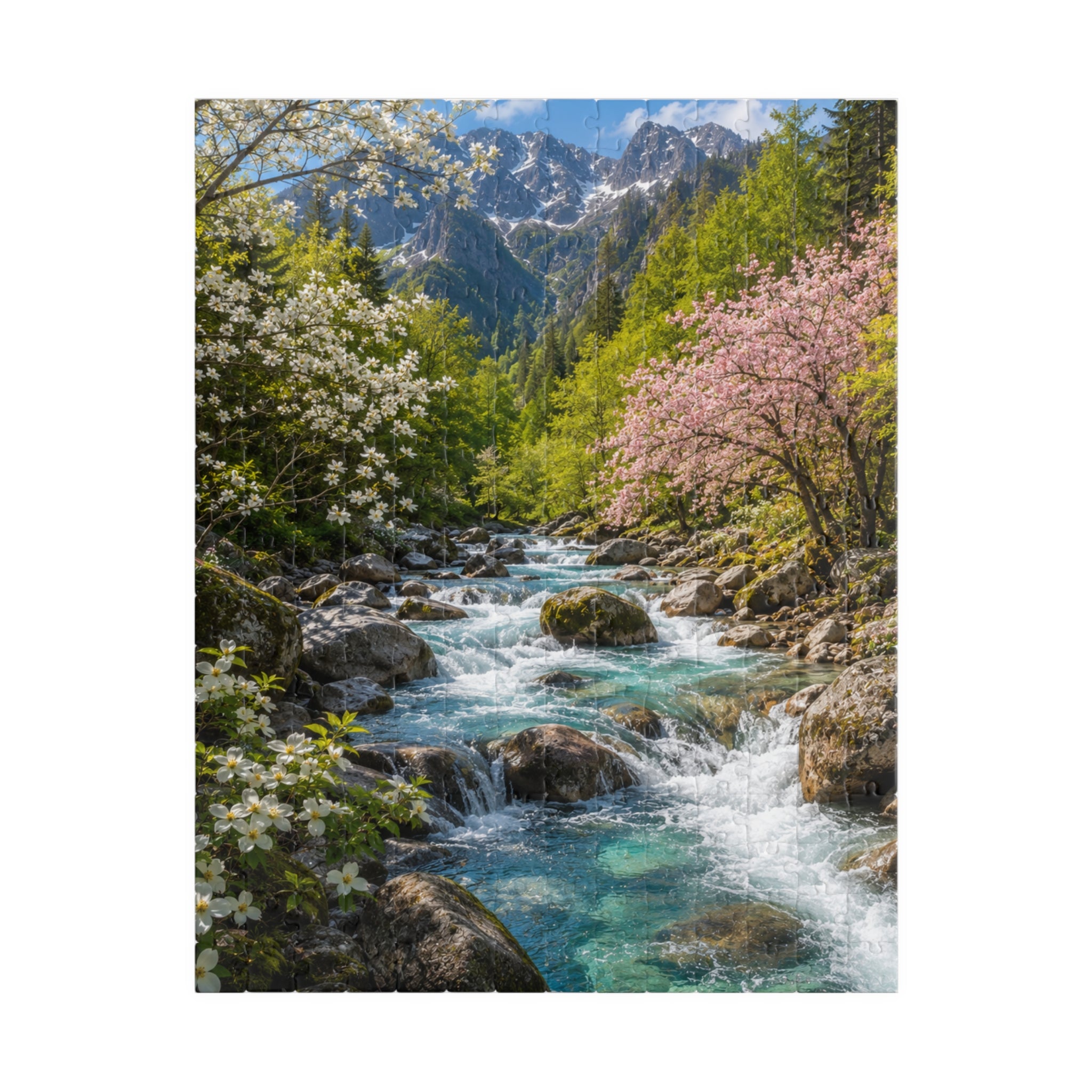 Mountain Spring River Puzzle — Scenic Nature Jigsaw (110/252/520/1014 pcs)