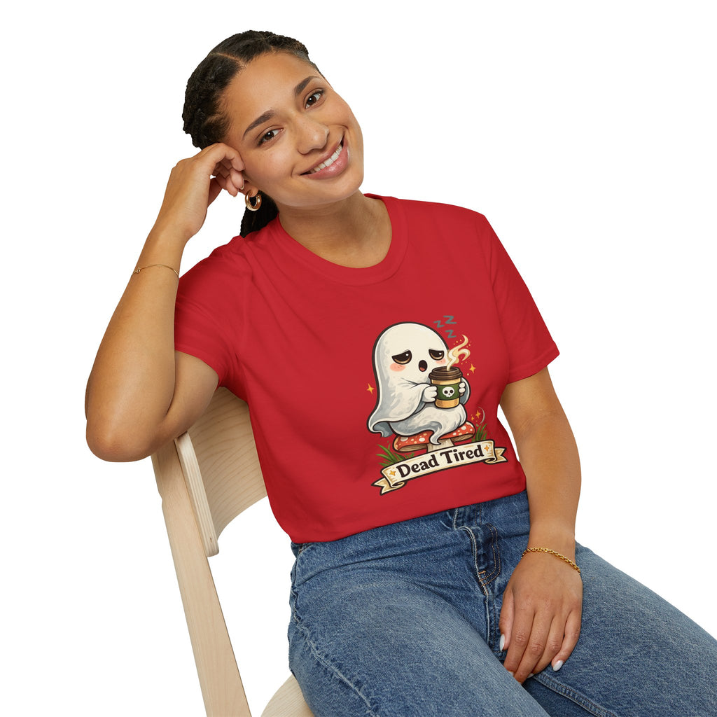 Ghost Coffee T‑Shirt — "Dead Tired" Cute Sleeping Ghost Tee