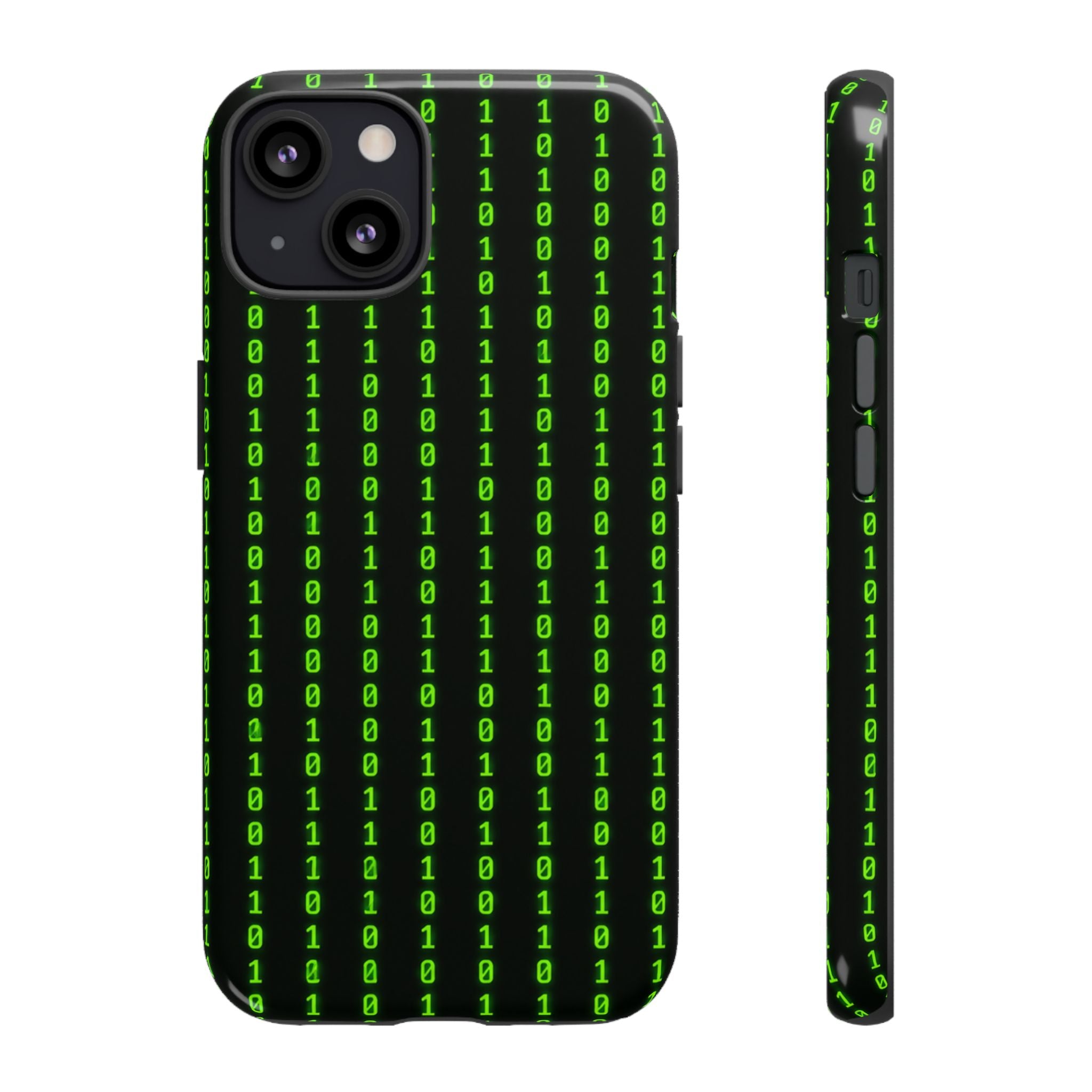 Coder Phone Case — Matrix Binary Code Green on Black Tough Case