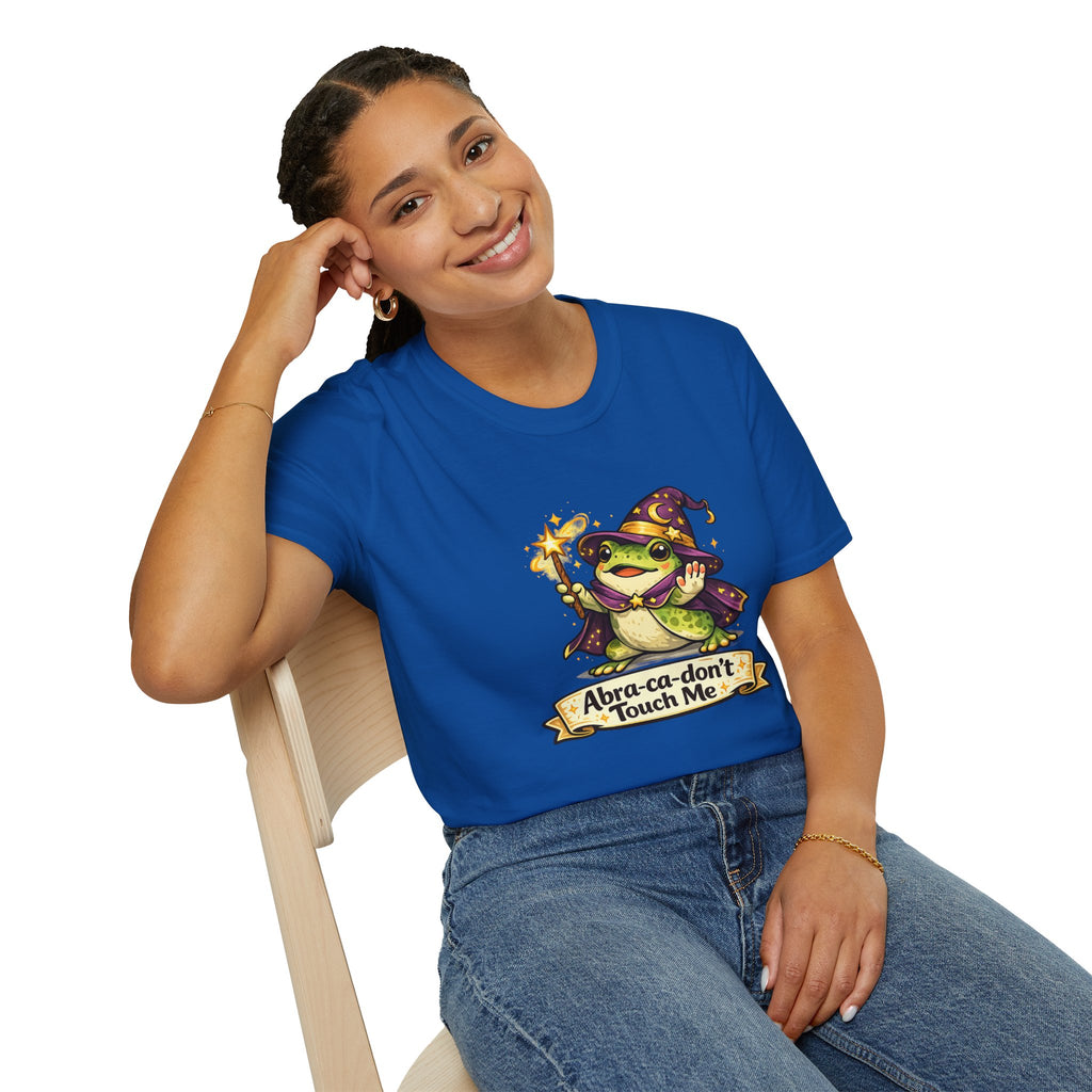 Wizard Frog T‑Shirt — “Abra‑ca‑don’t Touch Me” Cute Magic Tee