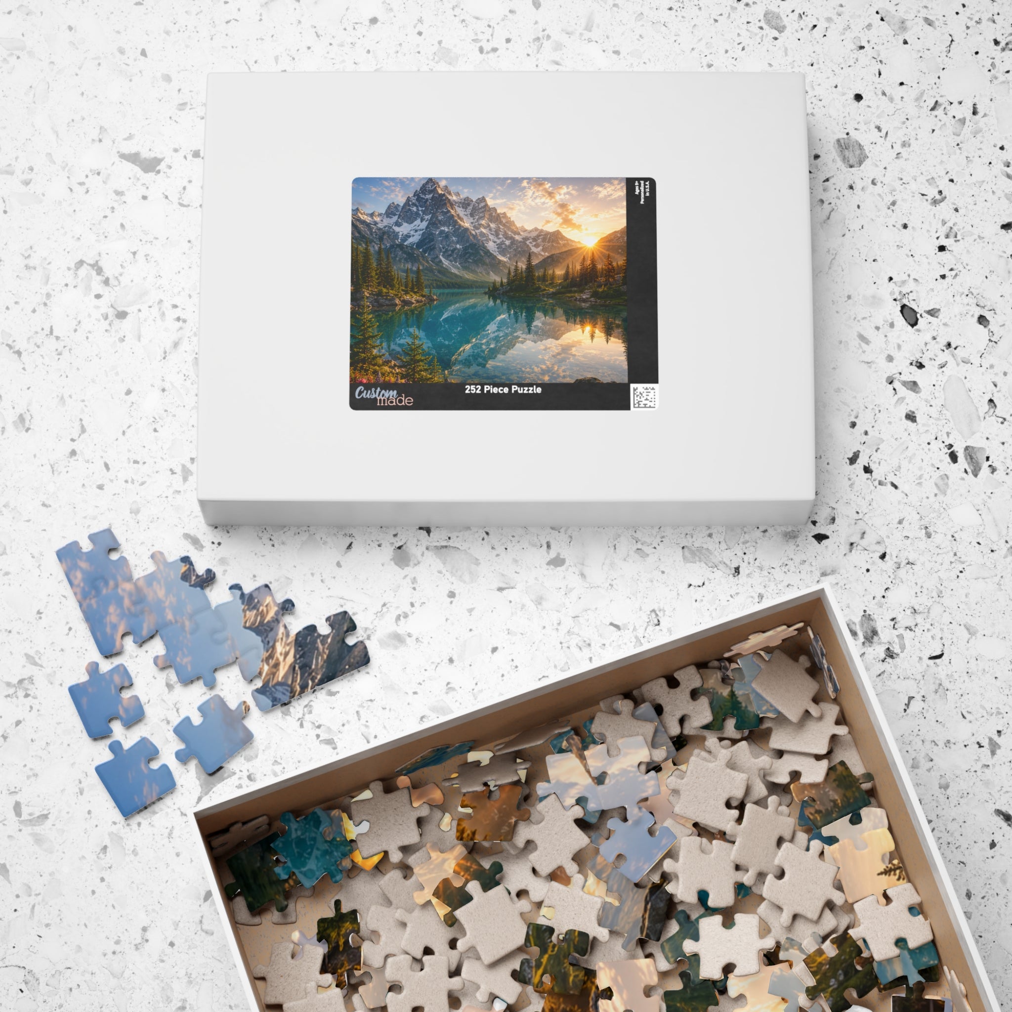 Mountain Lake Sunset Puzzle — Scenic Nature Jigsaw (110–1014 pcs)