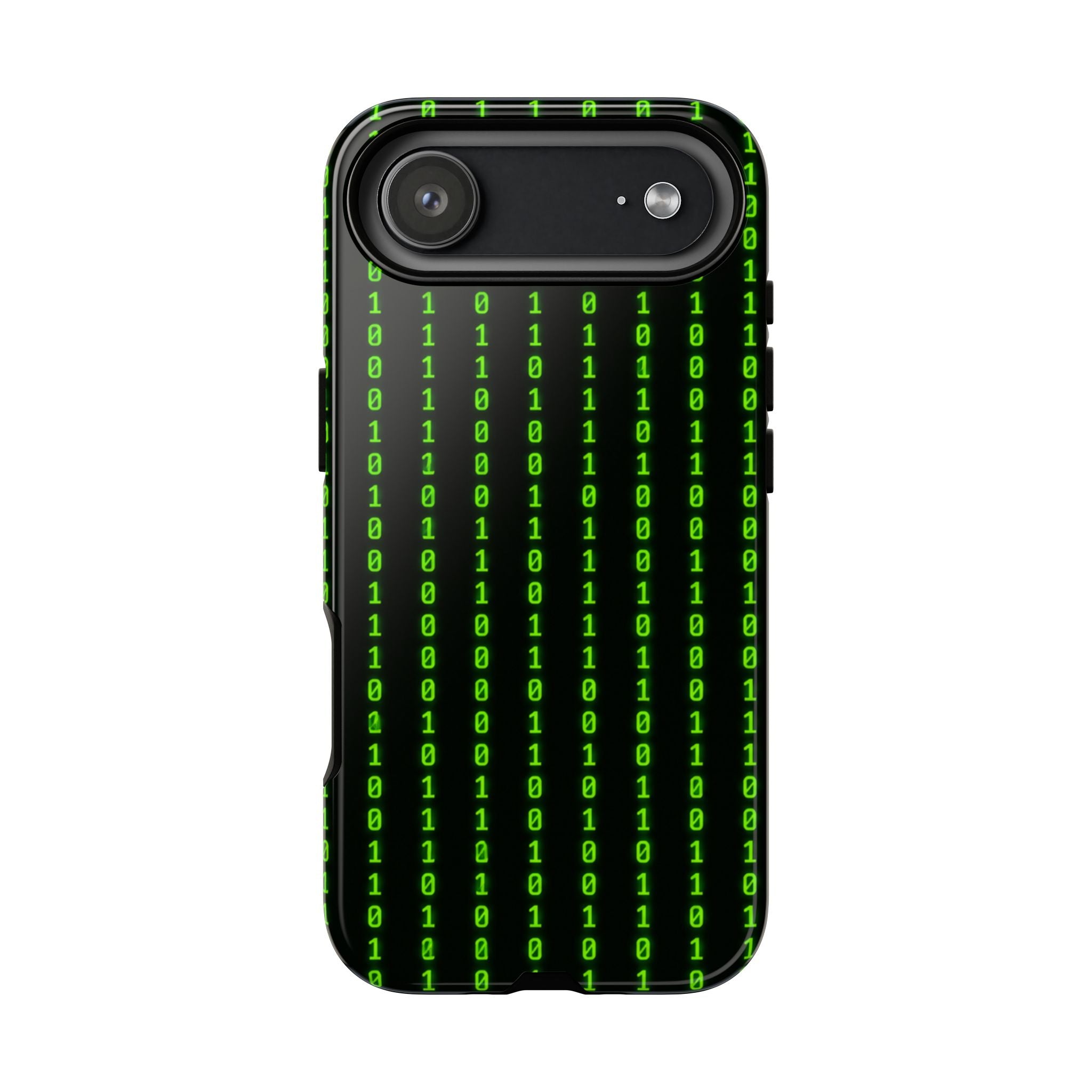 Coder Phone Case — Matrix Binary Code Green on Black Tough Case