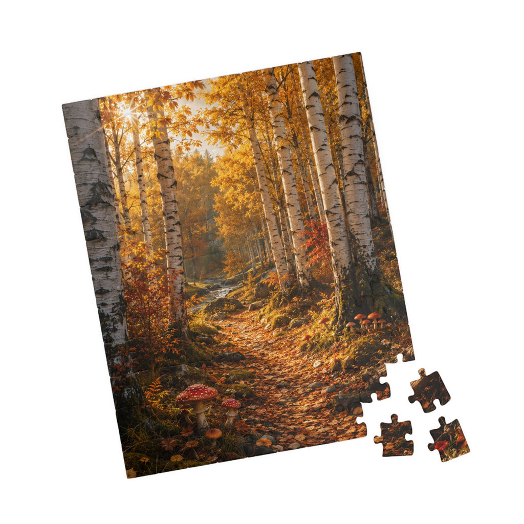 Autumn Birch Forest Puzzle — Scenic Woodland Jigsaw (110/252/520/1014 pcs)