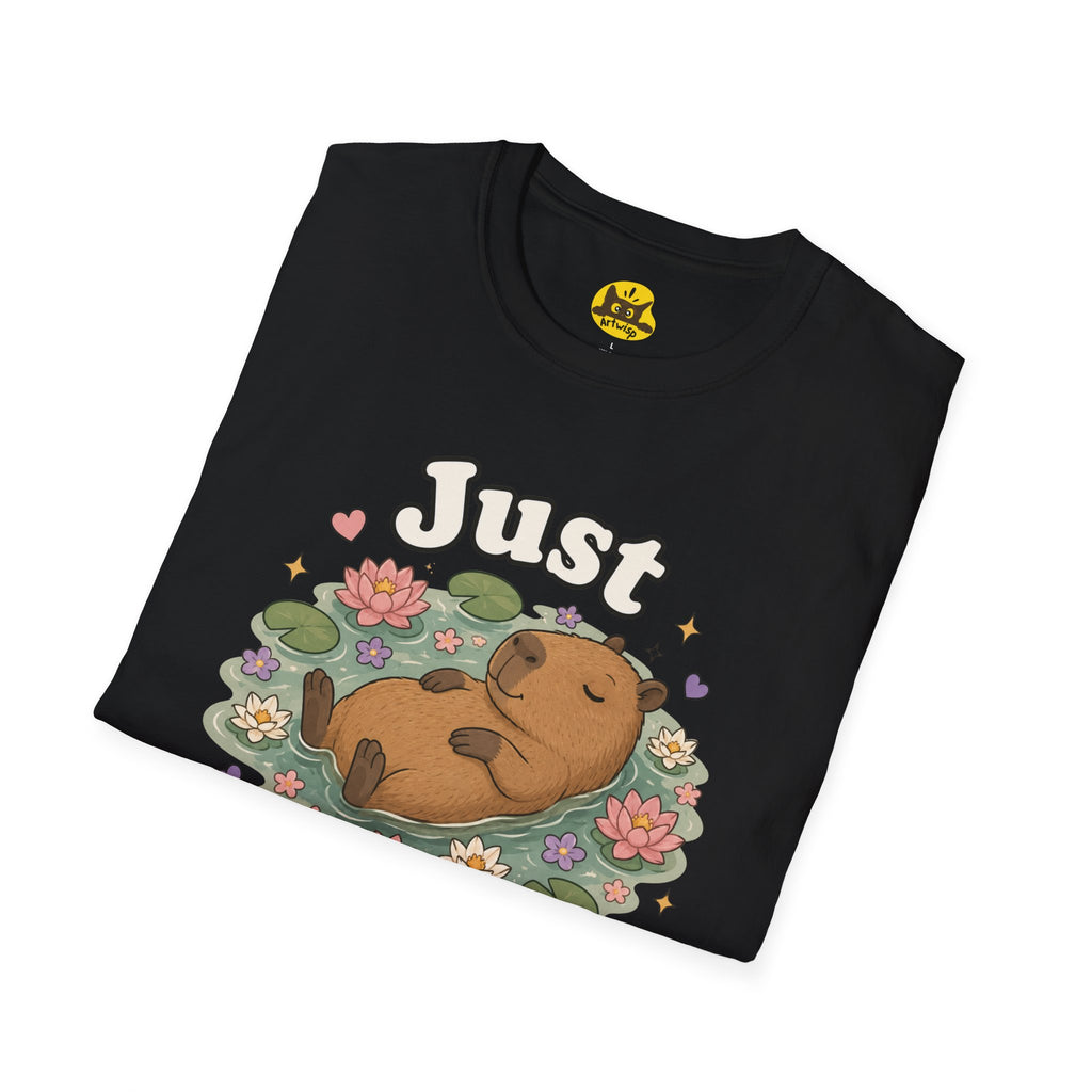 Just Vibing Capybara T-Shirt — Cute Relaxed Animal Graphic Tee