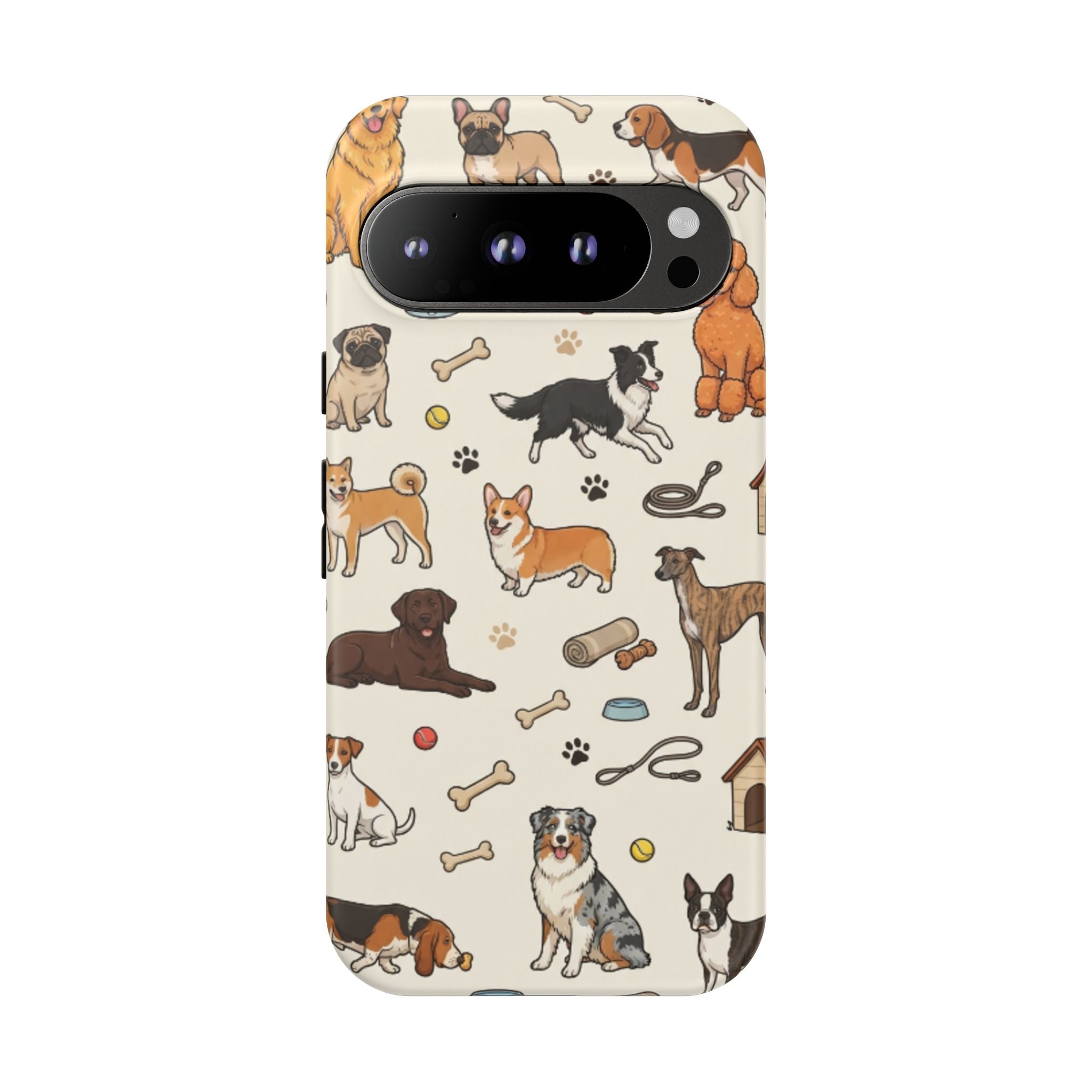 Dog Pattern Tough Phone Case — Cute Breed Collage Protective Cover