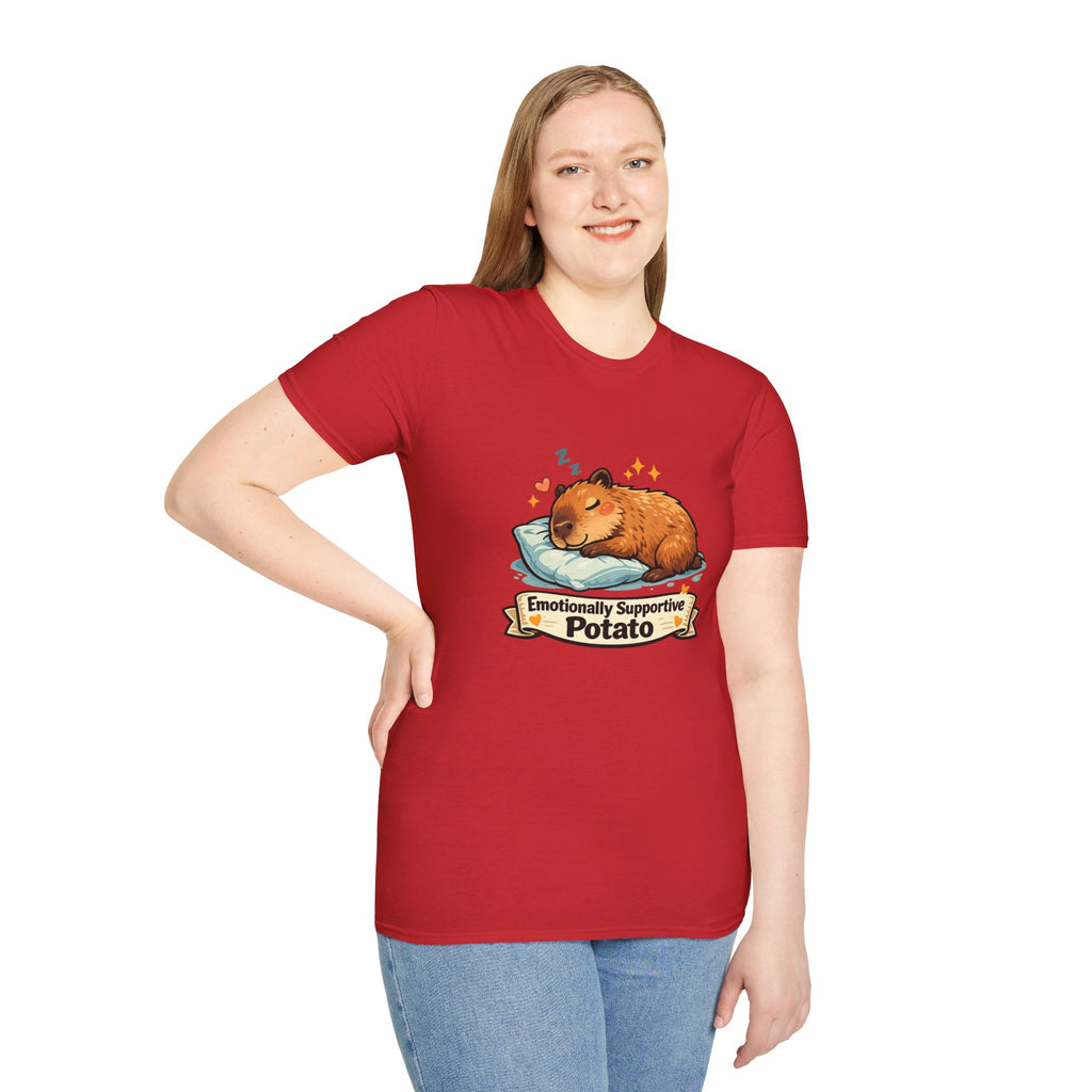 Emotionally Supportive Potato T-Shirt — Cute Sleeping Capybara Design