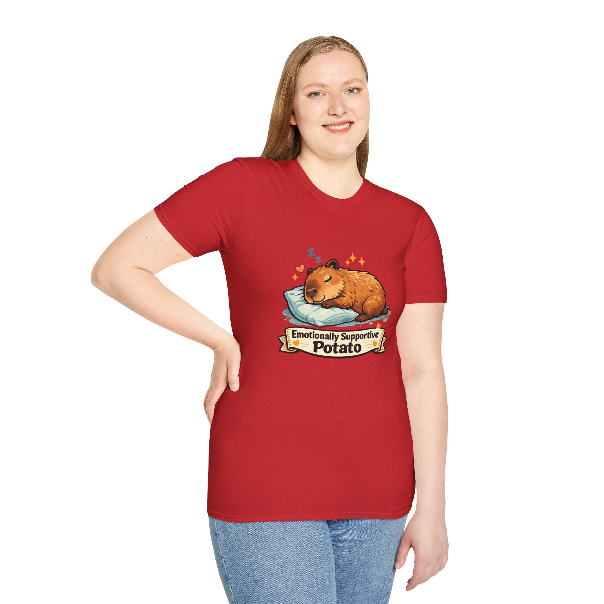 Emotionally Supportive Potato T-Shirt — Cute Sleeping Capybara Design
