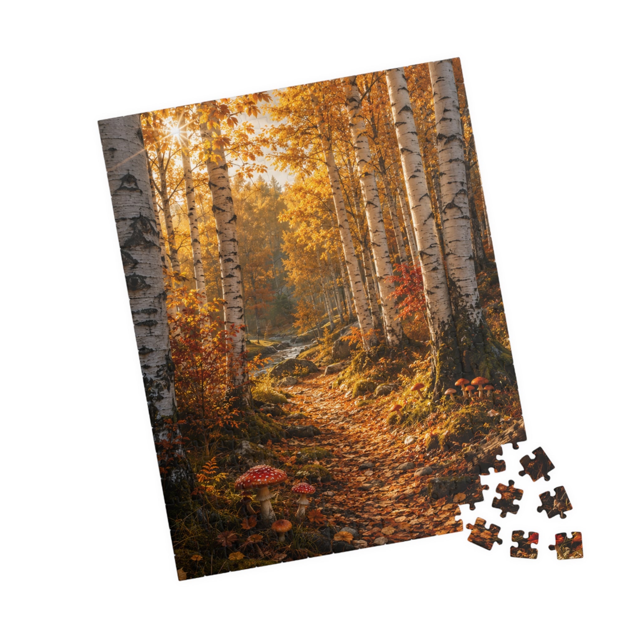Autumn Birch Forest Puzzle — Scenic Woodland Jigsaw (110/252/520/1014 pcs)