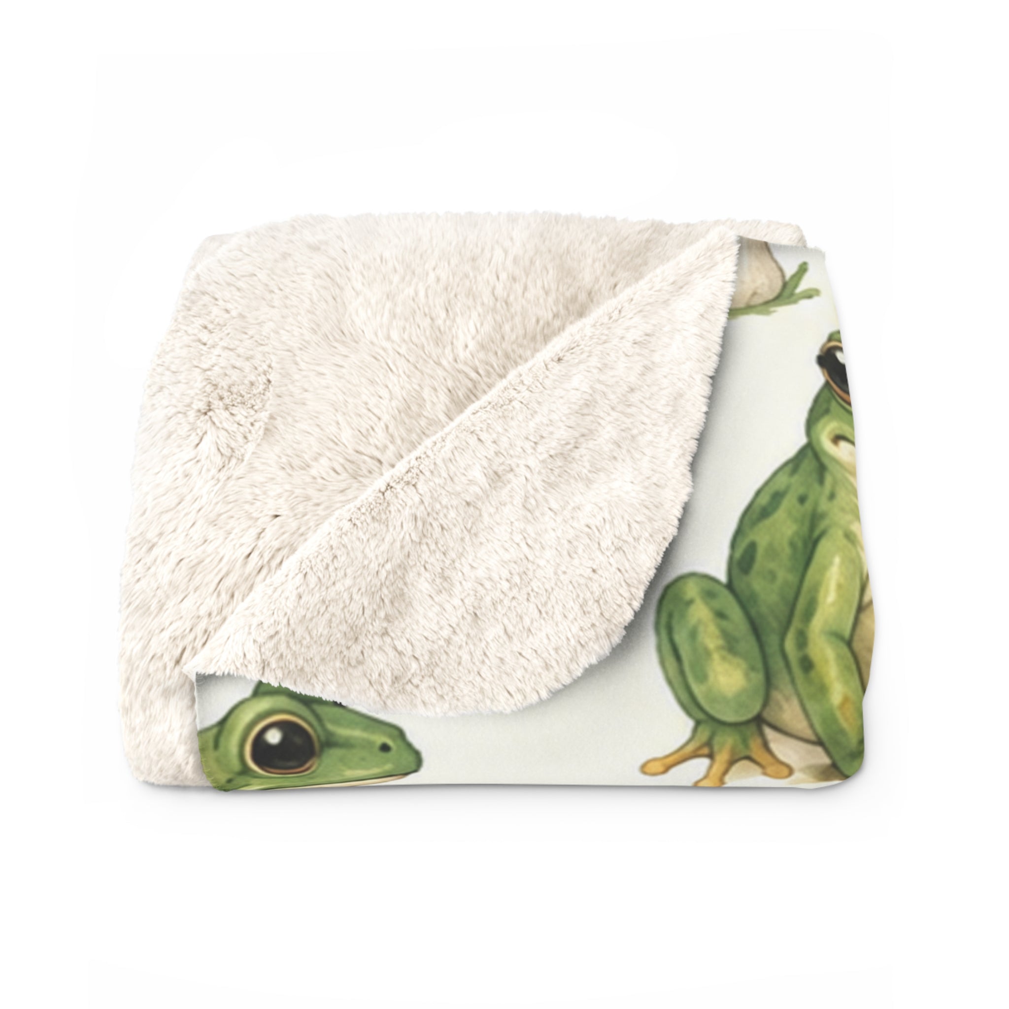 Frog & Toad Mushroom Sherpa Blanket — Cozy Woodland Throw