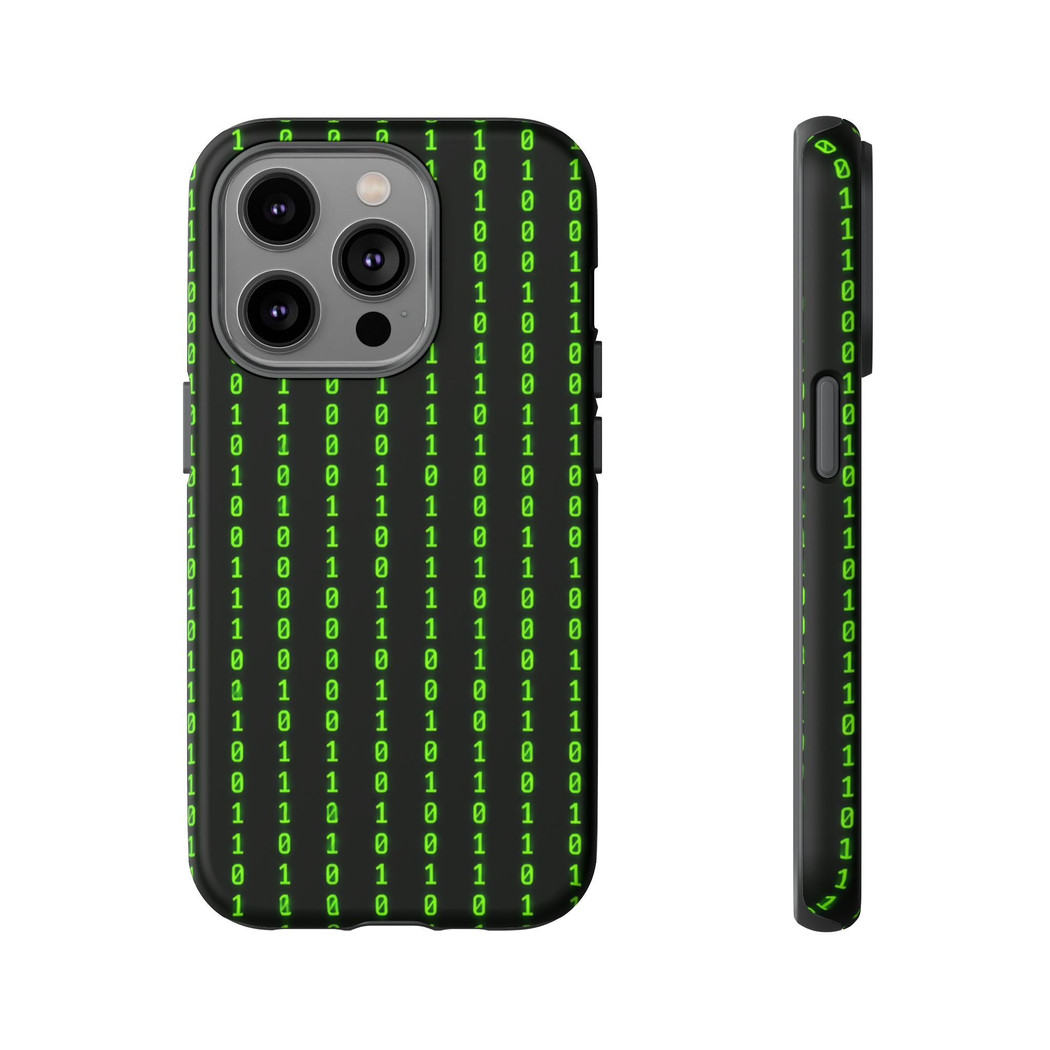 Coder Phone Case — Matrix Binary Code Green on Black Tough Case