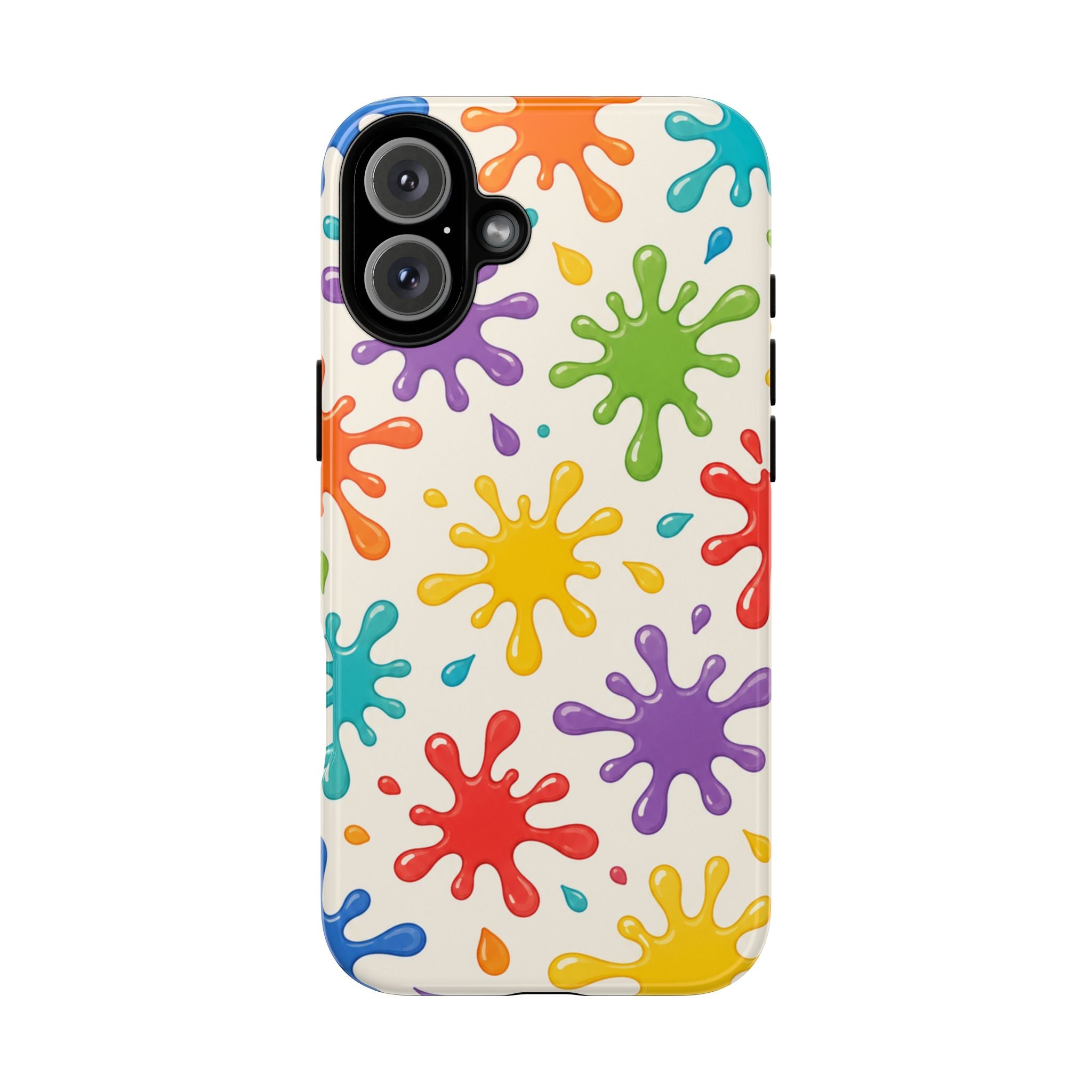 Colorful Paint Splat Phone Case — Protective Tough Case with Bright Rainbow Splatter Design
