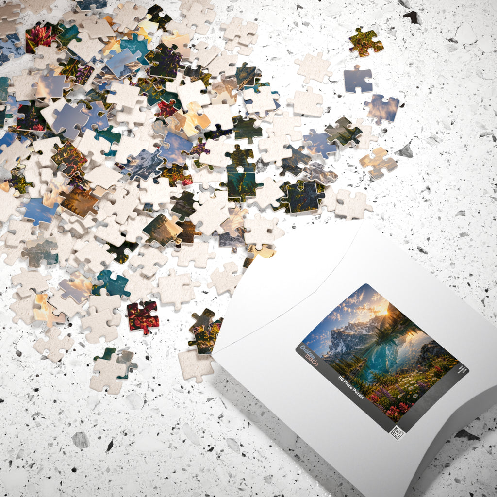 Mountain Lake Sunset Puzzle — Scenic Nature Jigsaw (110–1014 pcs)