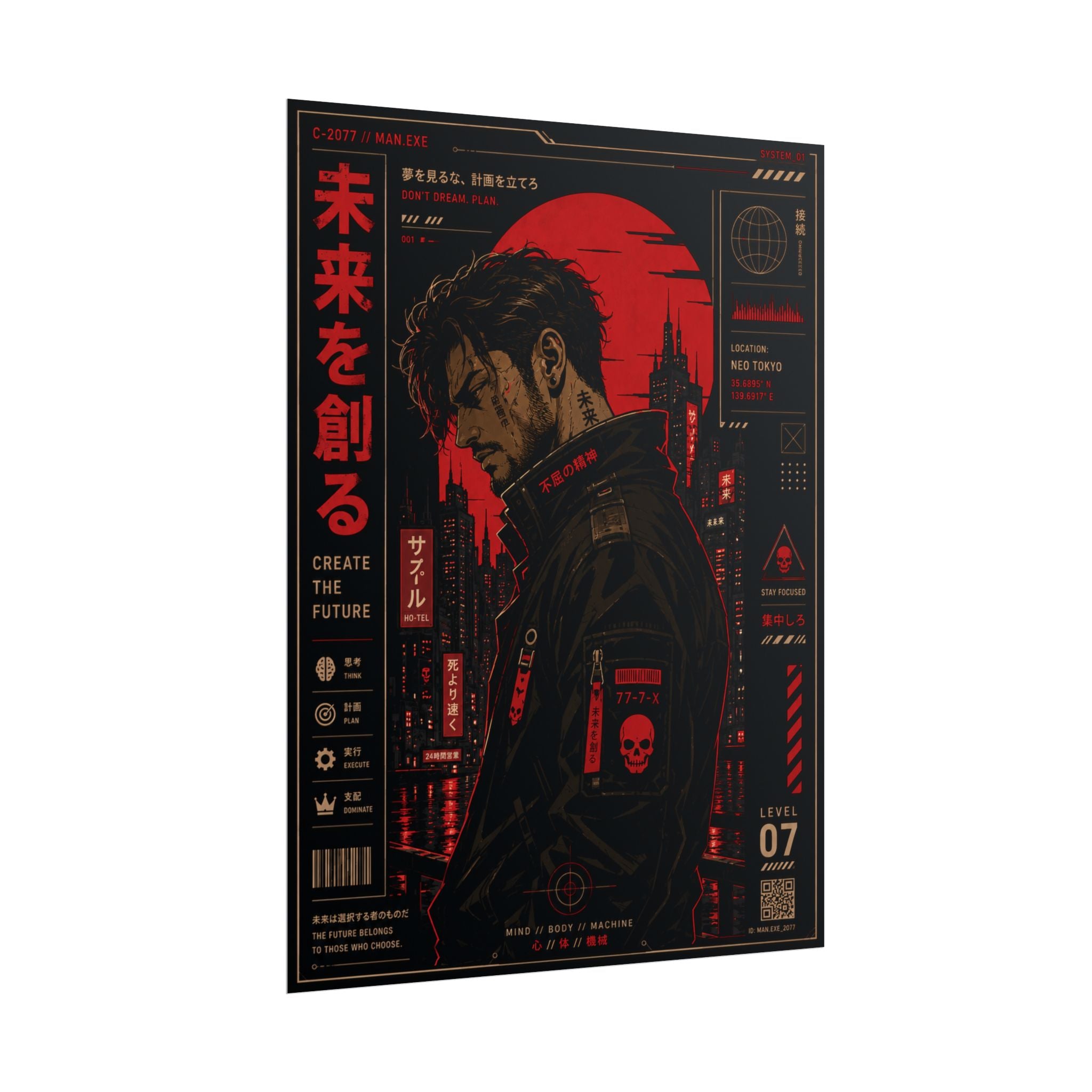 Cyberpunk Soldier Poster — "Create The Future" Rolled Art Print