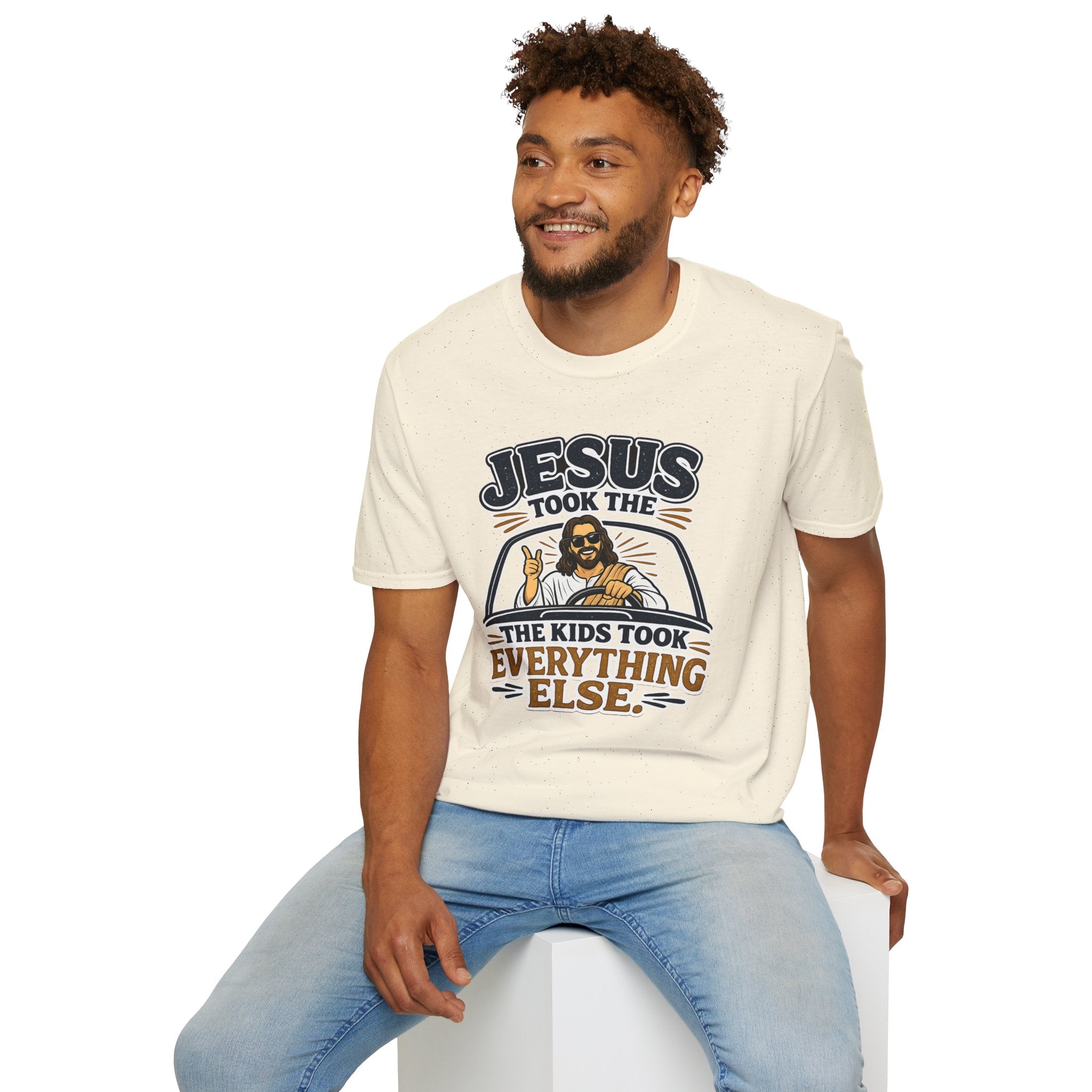 Jesus Took The Wheel T‑Shirt — "Jesus Took The Kids Took Everything Else" Christian Graphic Tee