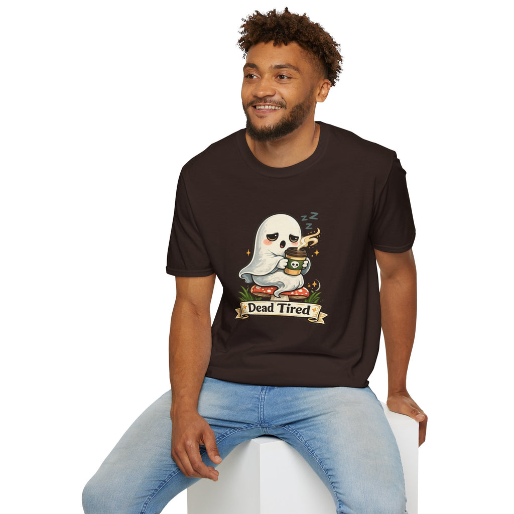 Ghost Coffee T‑Shirt — "Dead Tired" Cute Sleeping Ghost Tee