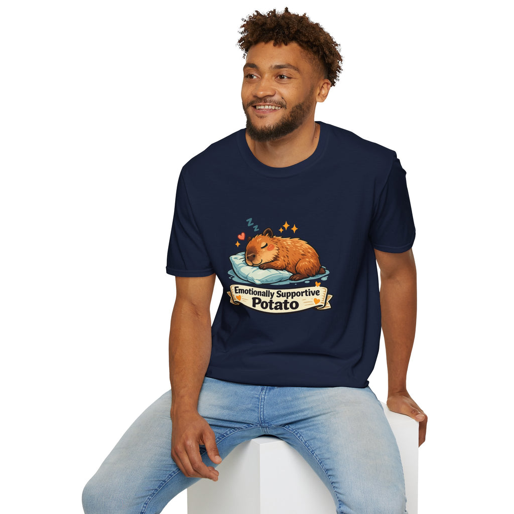 Emotionally Supportive Potato T-Shirt — Cute Sleeping Capybara Design