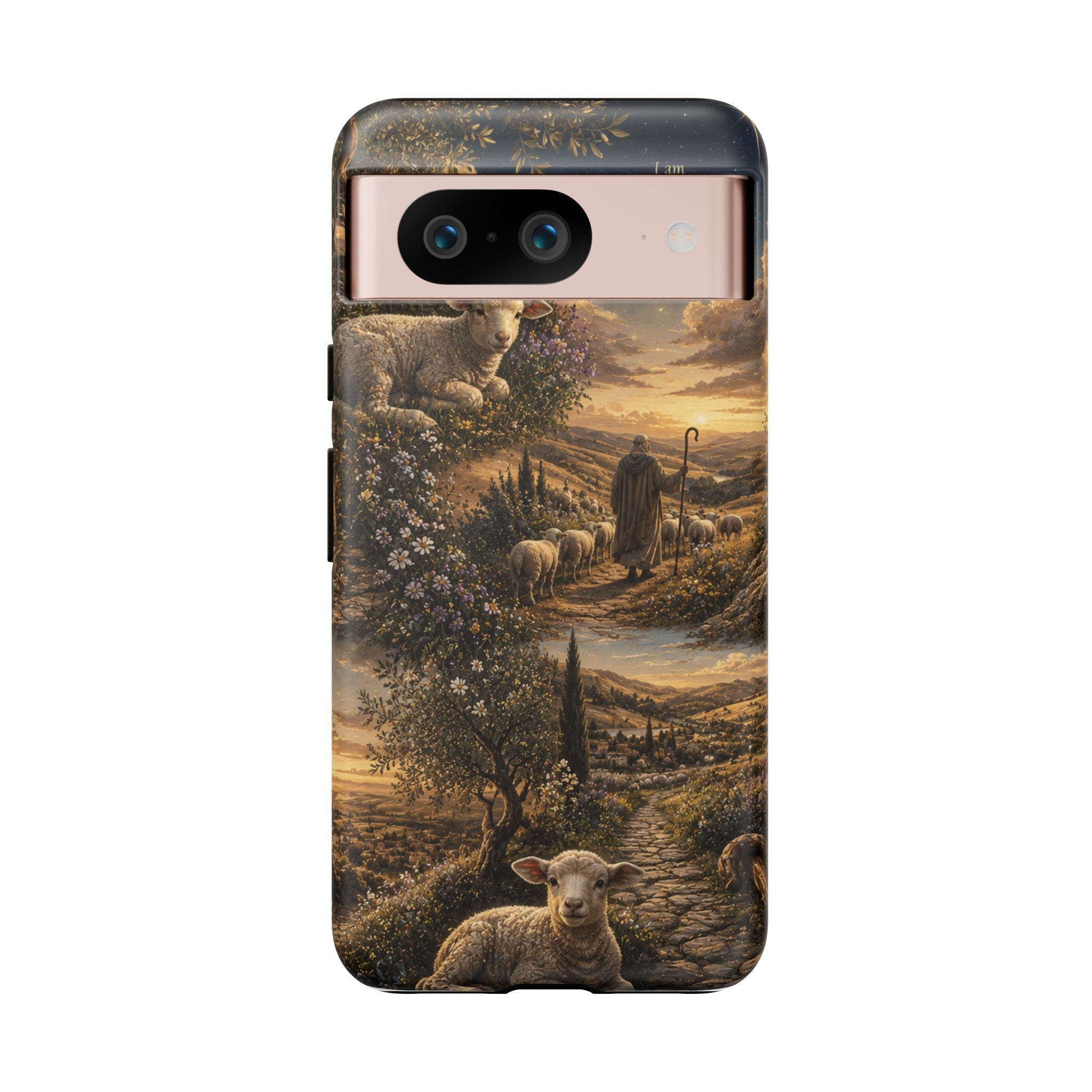 Tough Phone Case — Shepherd & Lamb Scenic Christian Scripture Design ("The good shepherd...")