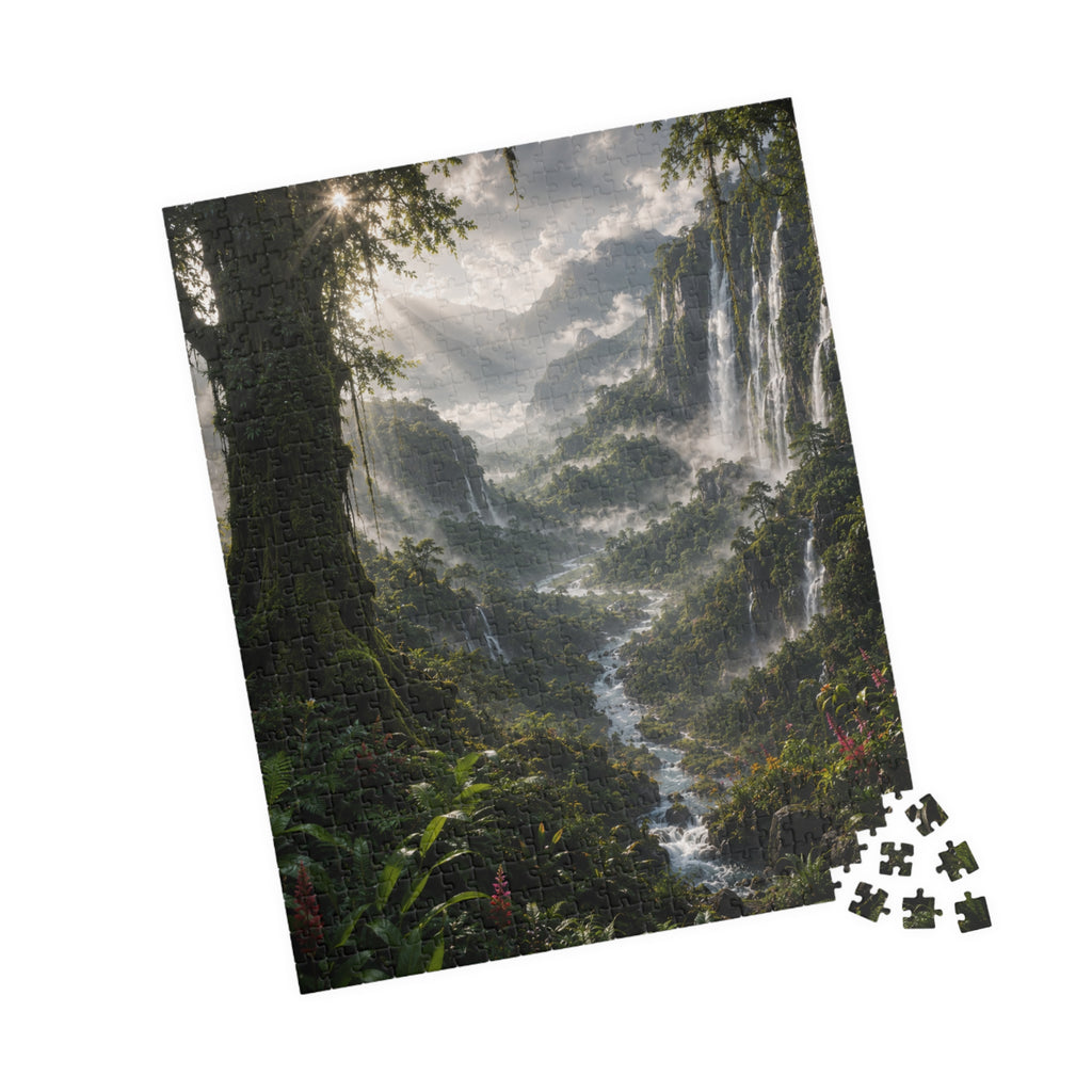 Mystic Waterfall Landscape Puzzle — Scenic Nature Jigsaw (110/252/520/1014 pc)