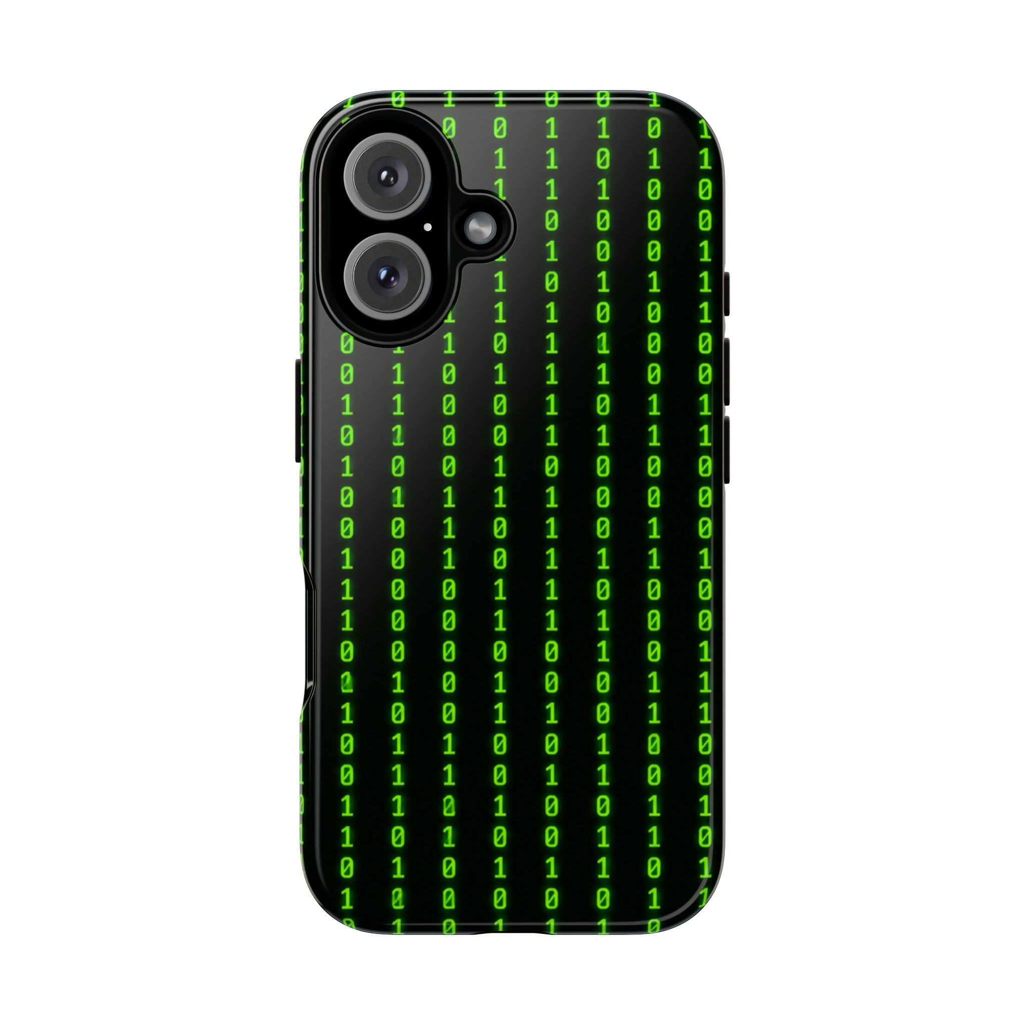 Coder Phone Case — Matrix Binary Code Green on Black Tough Case