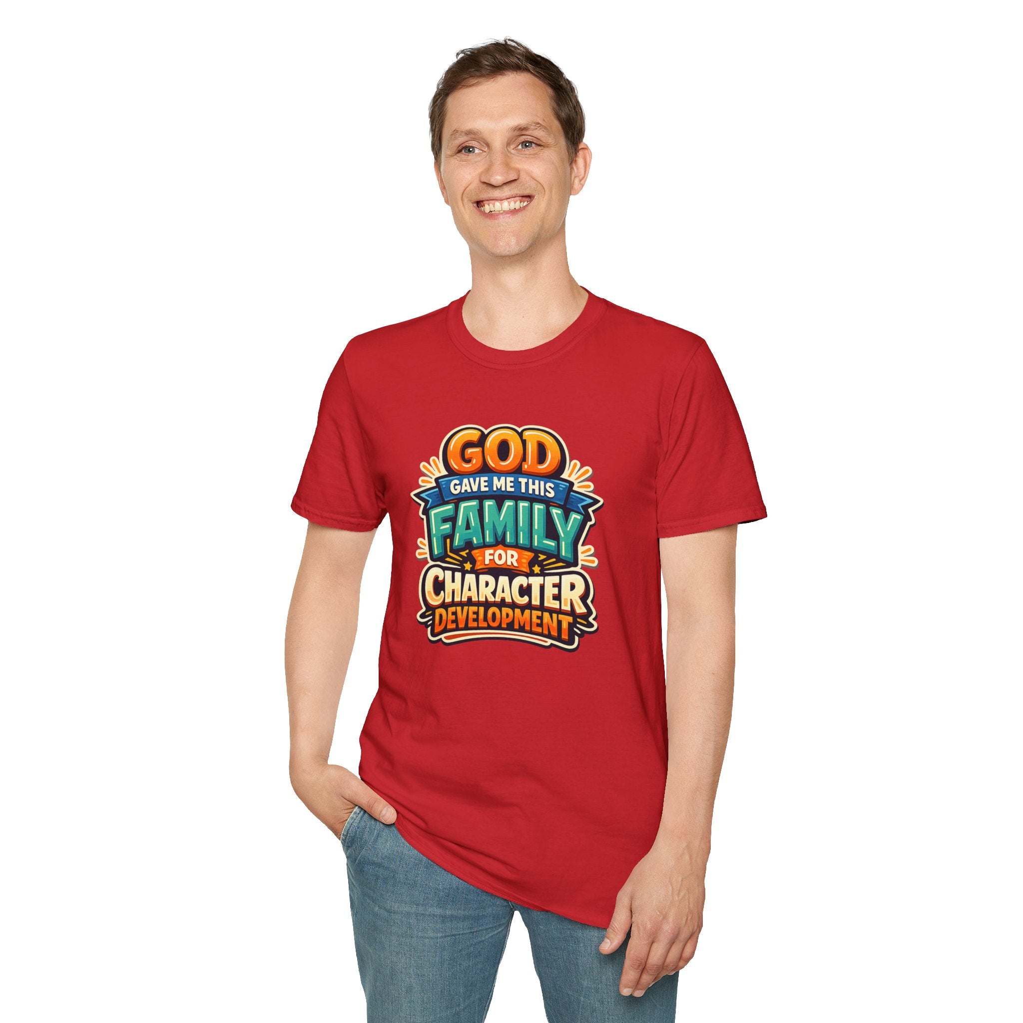 “God Gave Me This Family for Character Development” Funny Christian Graphic Gift Tee