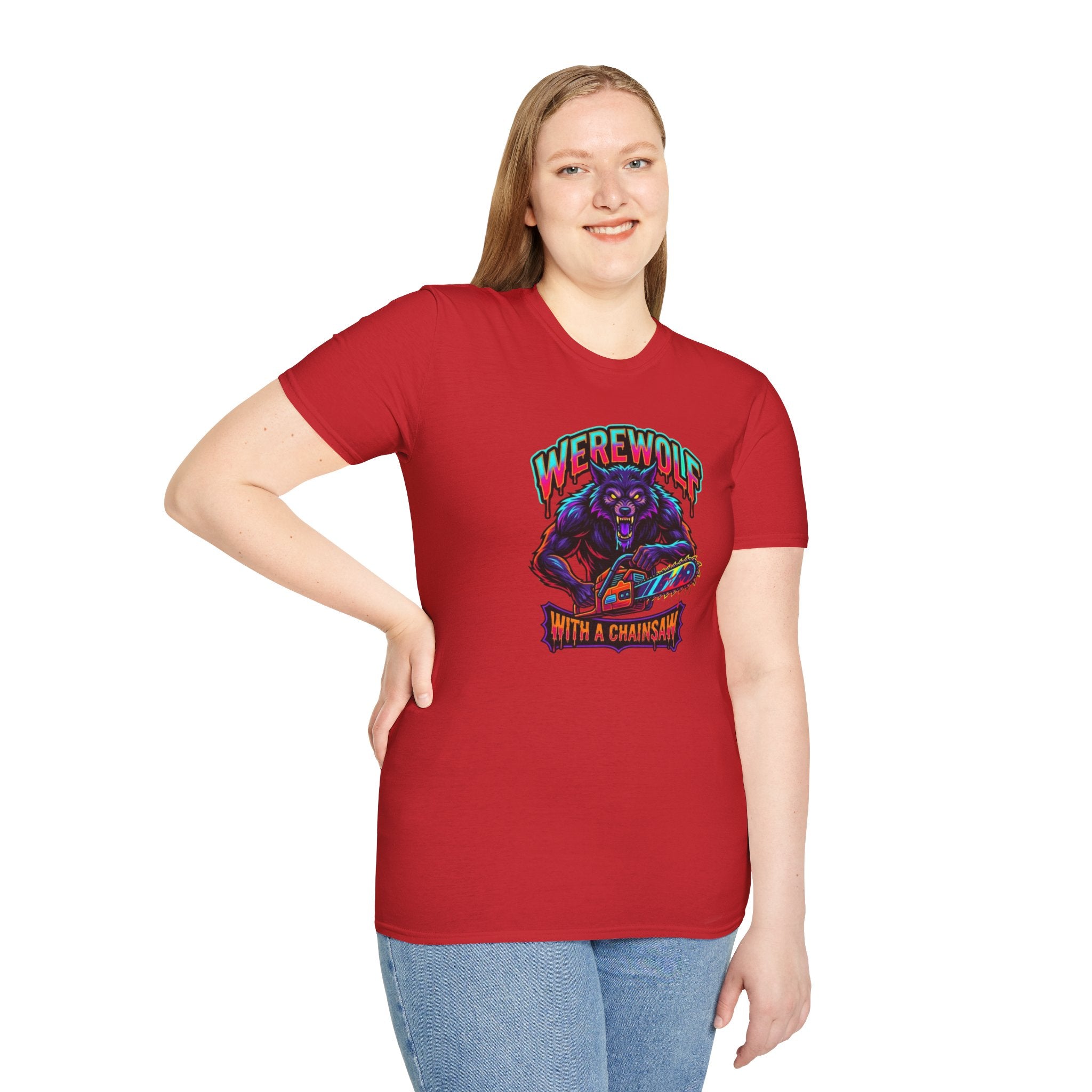 Werewolf T-Shirt — "Werewolf with a Chainsaw" Retro Horror Graphic Tee