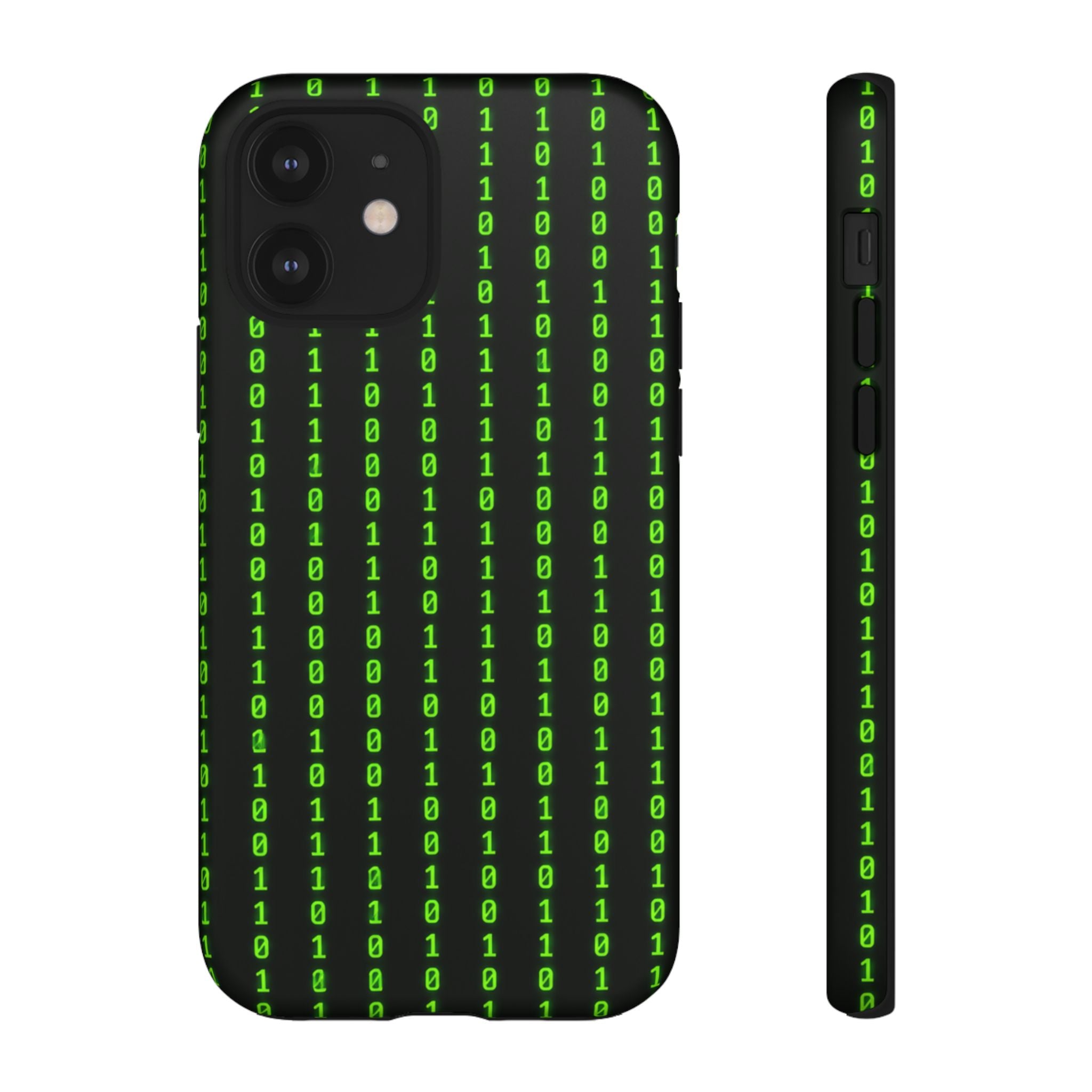 Coder Phone Case — Matrix Binary Code Green on Black Tough Case