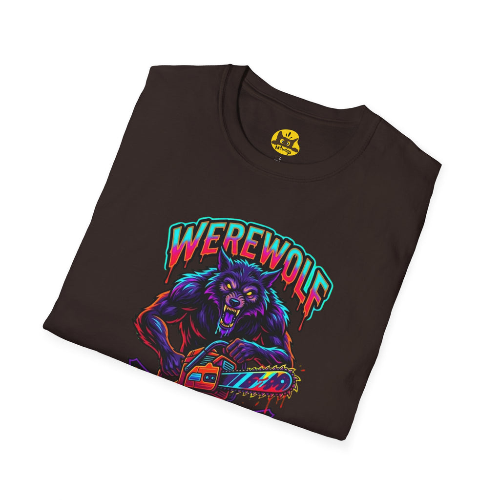Werewolf T-Shirt — "Werewolf with a Chainsaw" Retro Horror Graphic Tee