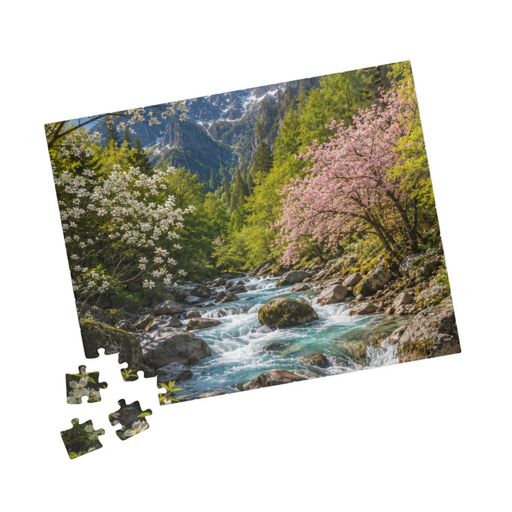 Mountain Spring River Puzzle — Scenic Nature Jigsaw (110/252/520/1014 pcs)
