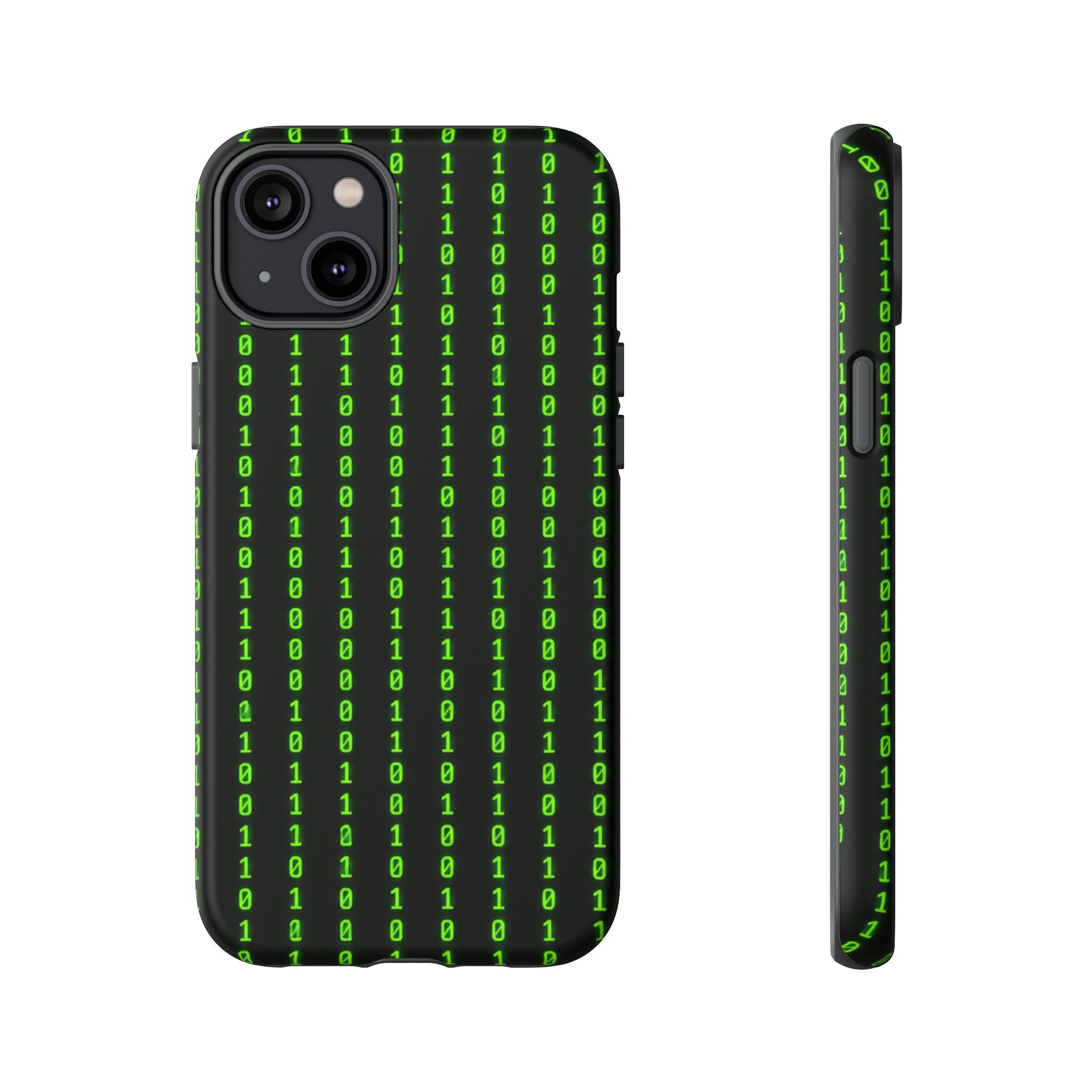 Coder Phone Case — Matrix Binary Code Green on Black Tough Case