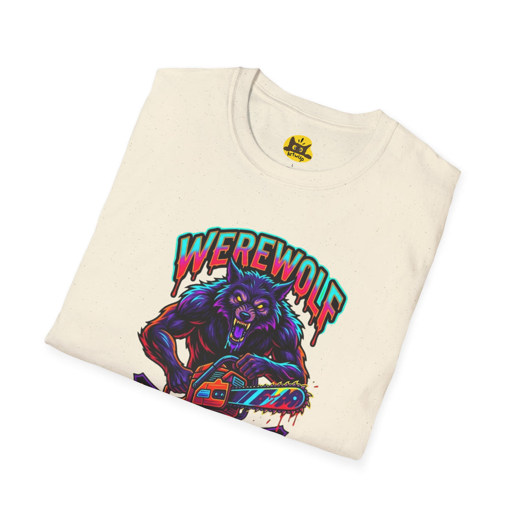 Werewolf T-Shirt — "Werewolf with a Chainsaw" Retro Horror Graphic Tee