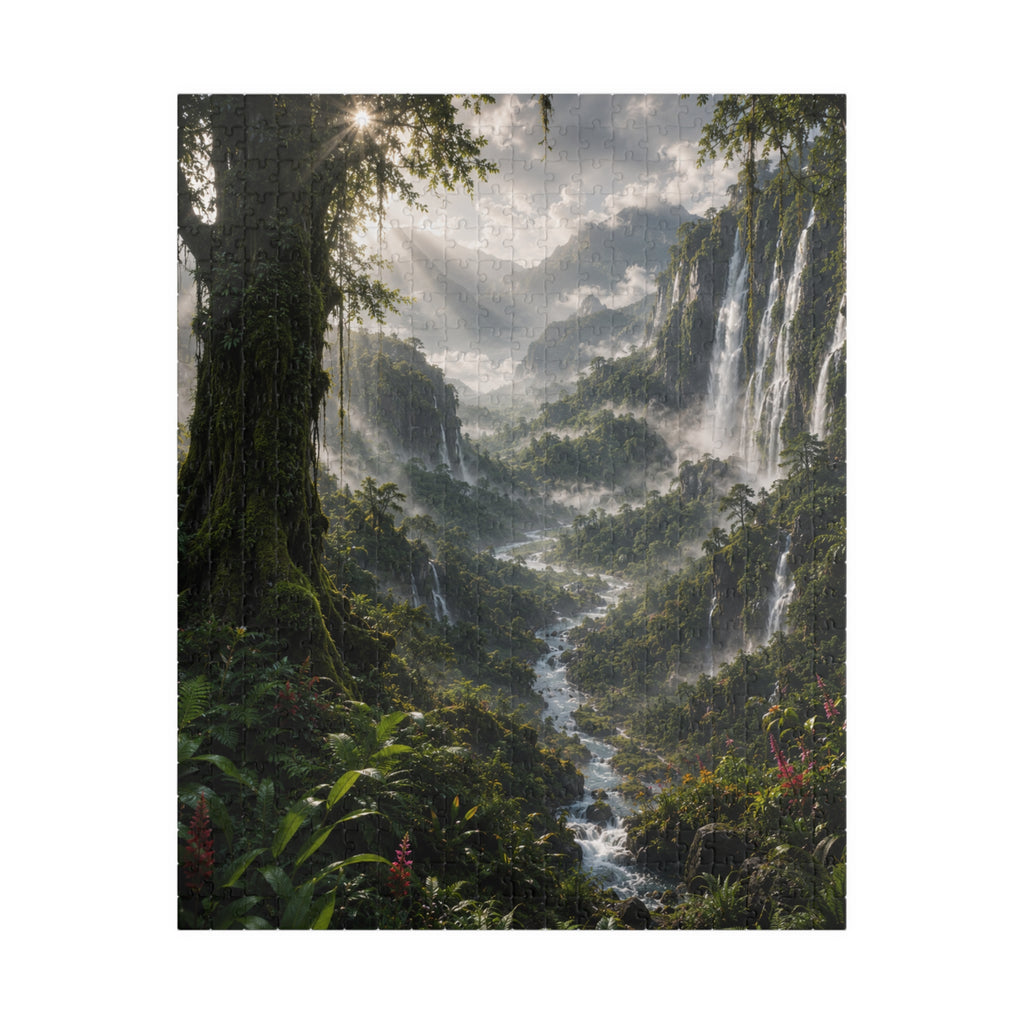 Mystic Waterfall Landscape Puzzle — Scenic Nature Jigsaw (110/252/520/1014 pc)