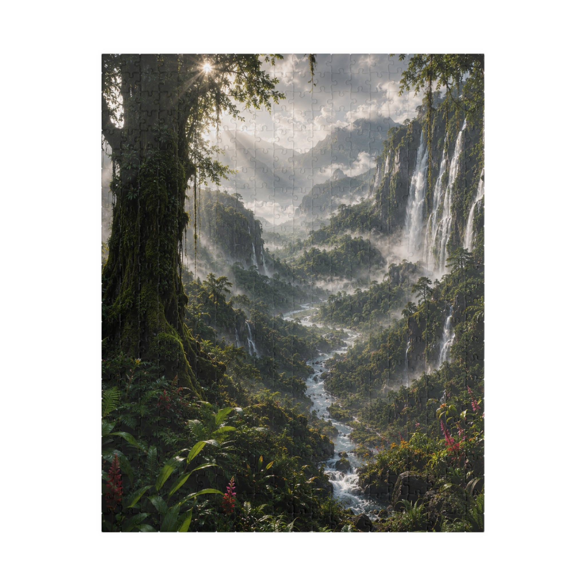 Mystic Waterfall Landscape Puzzle — Scenic Nature Jigsaw (110/252/520/1014 pc)