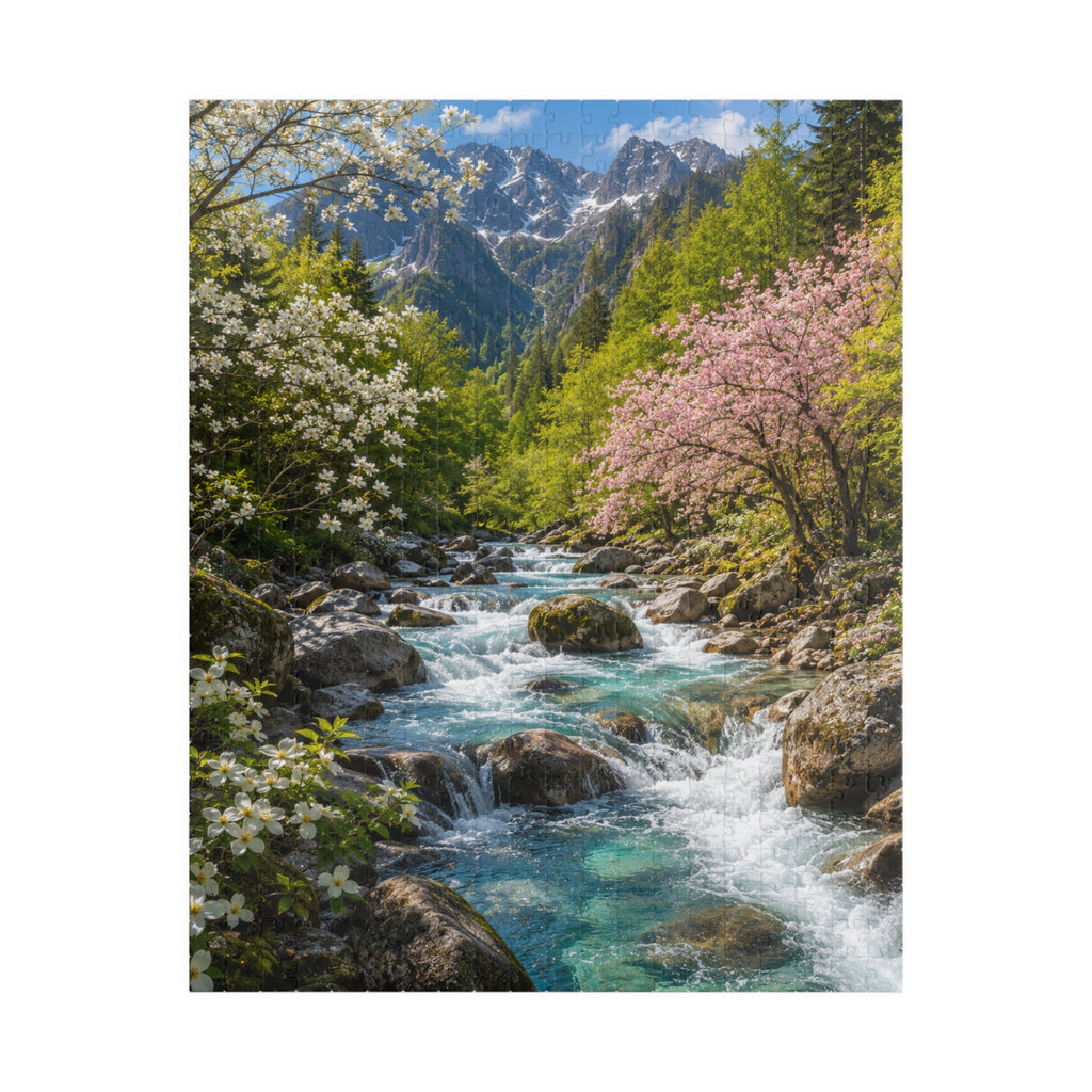 Mountain Spring River Puzzle — Scenic Nature Jigsaw (110/252/520/1014 pcs)