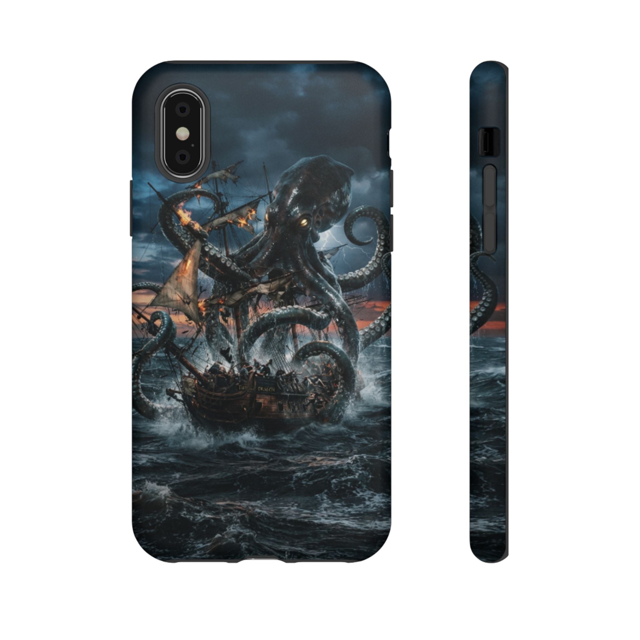 Kraken Sea Battle Phone Case — Ocean Monster Shipwreck Design