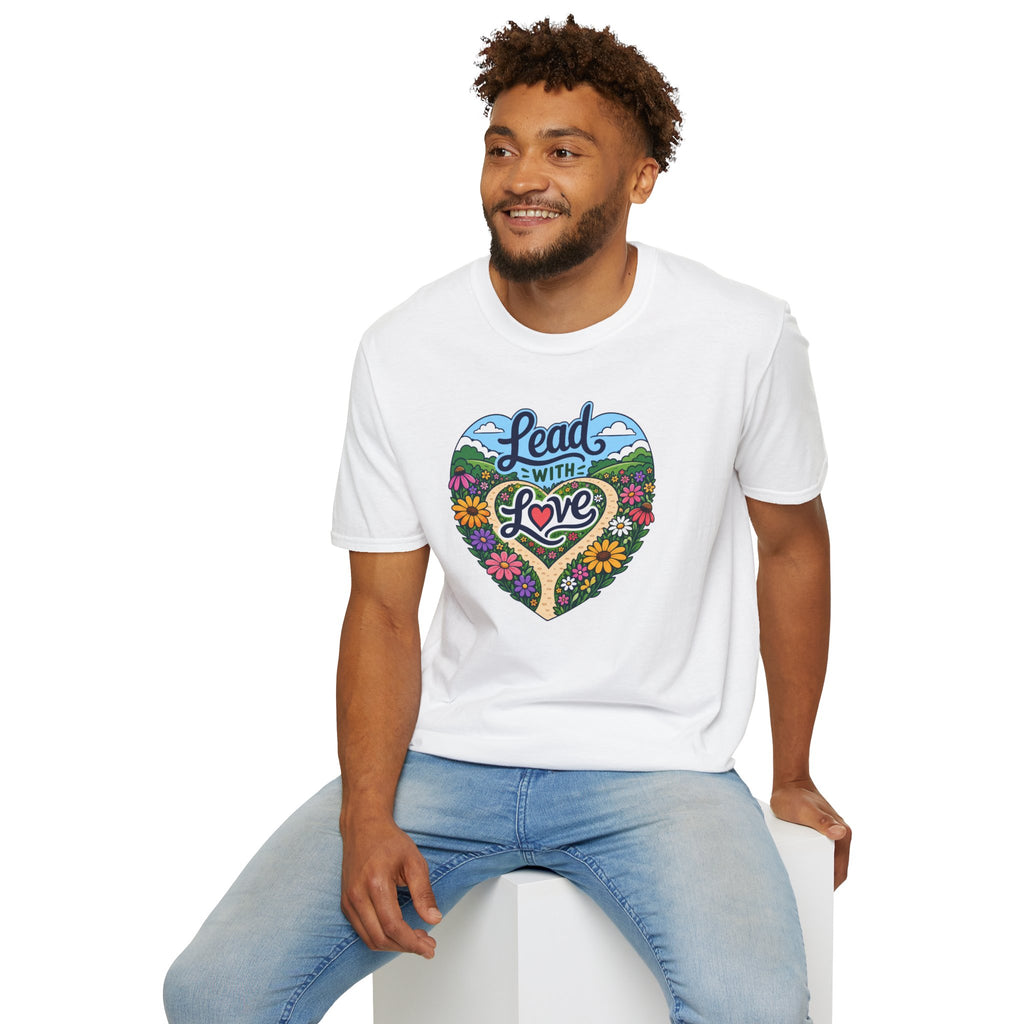 Lead With Love T-Shirt — Heart Floral Retro Graphic Tee