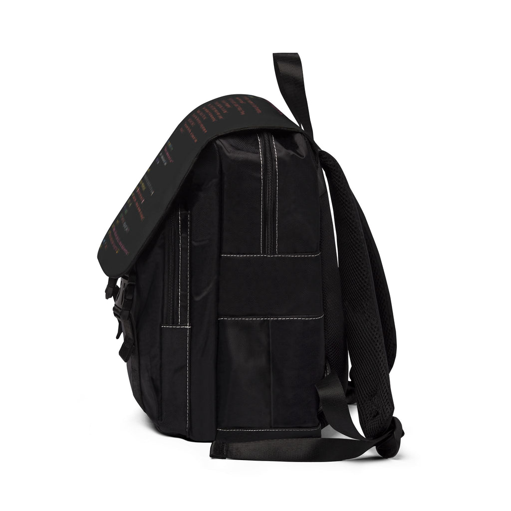 Coder Mom Shoulder Backpack — Black Casual Shoulder Bag with Code Print
