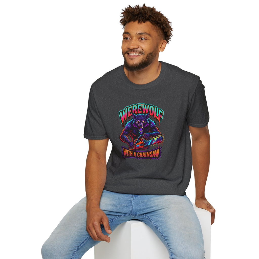 Werewolf T-Shirt — "Werewolf with a Chainsaw" Retro Horror Graphic Tee