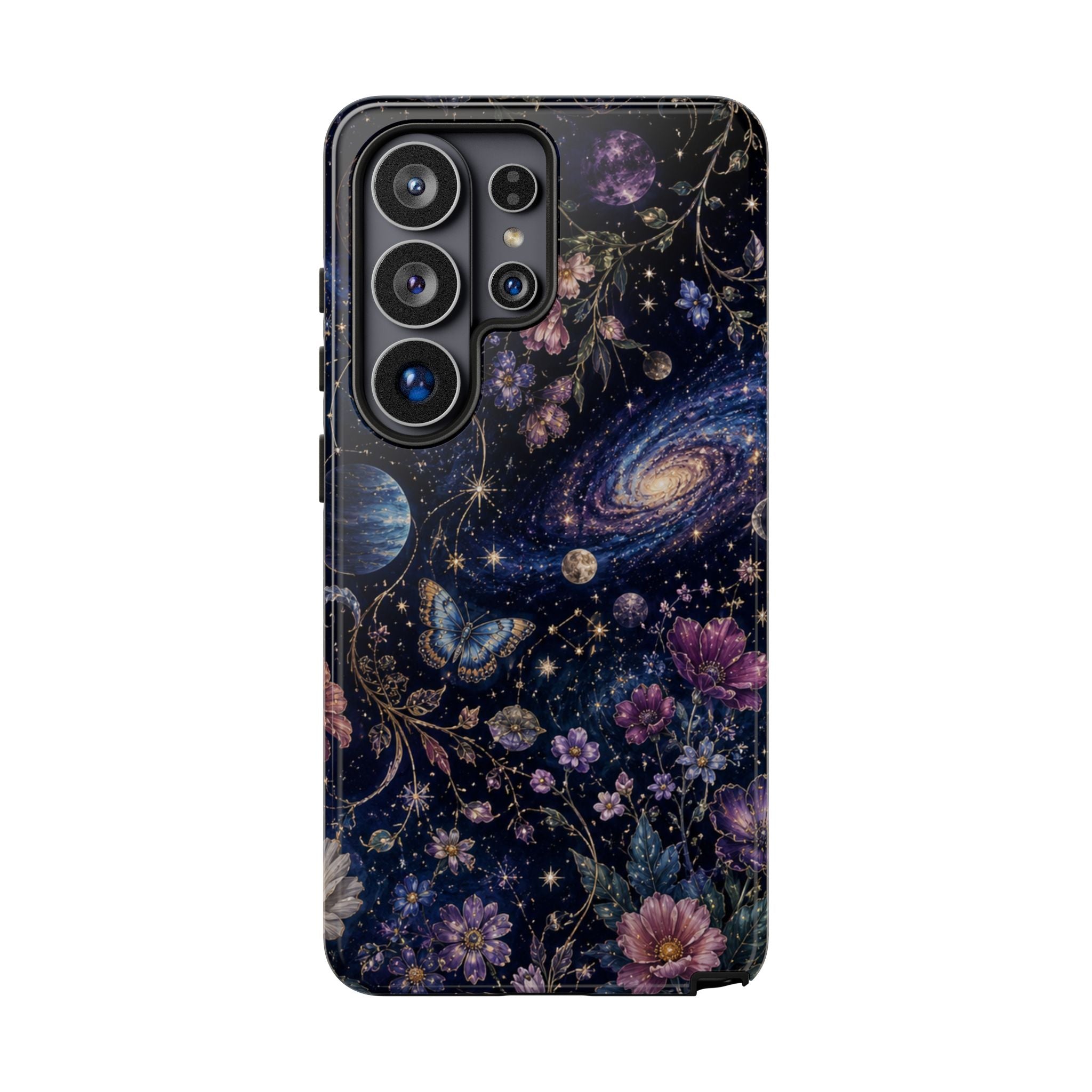 Cosmic Garden Tough Phone Case — Floral Galaxy Phone Protective Cover
