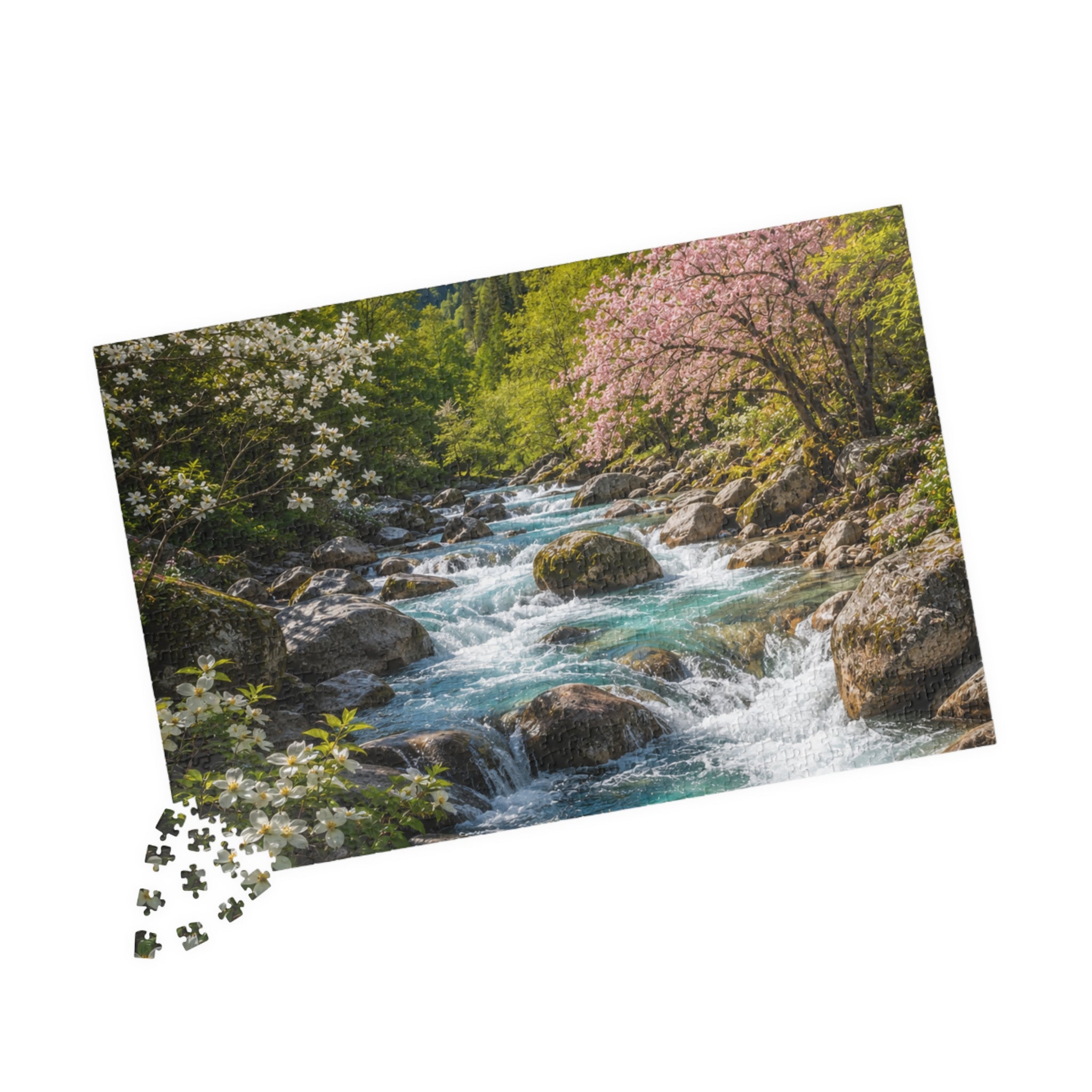 Mountain Spring River Puzzle — Scenic Nature Jigsaw (110/252/520/1014 pcs)