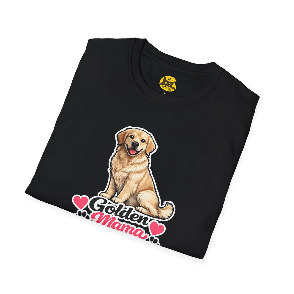 Golden Mama T‑Shirt — Cute Golden Retriever Mom Tee with Paw Hearts