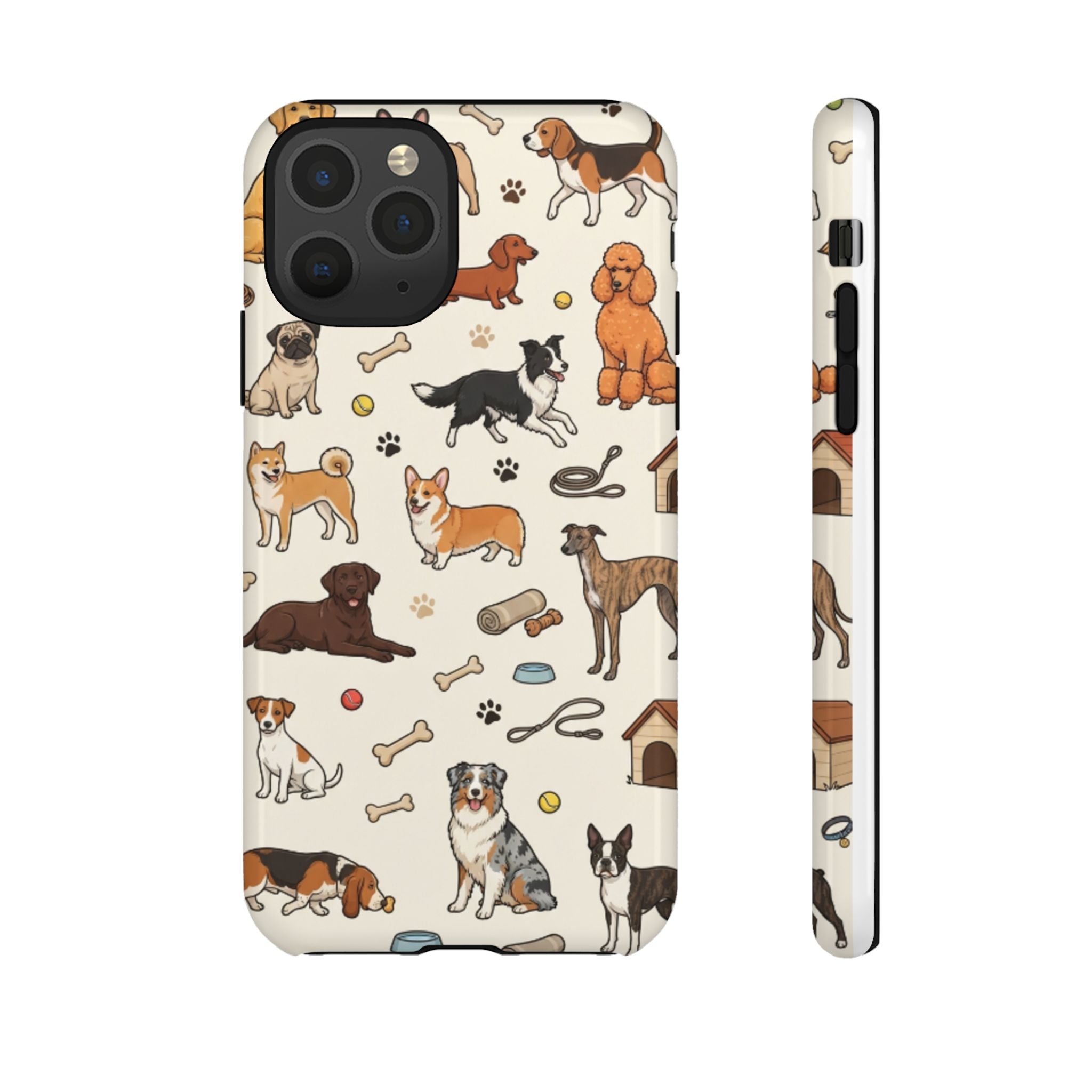 Dog Pattern Tough Phone Case — Cute Breed Collage Protective Cover